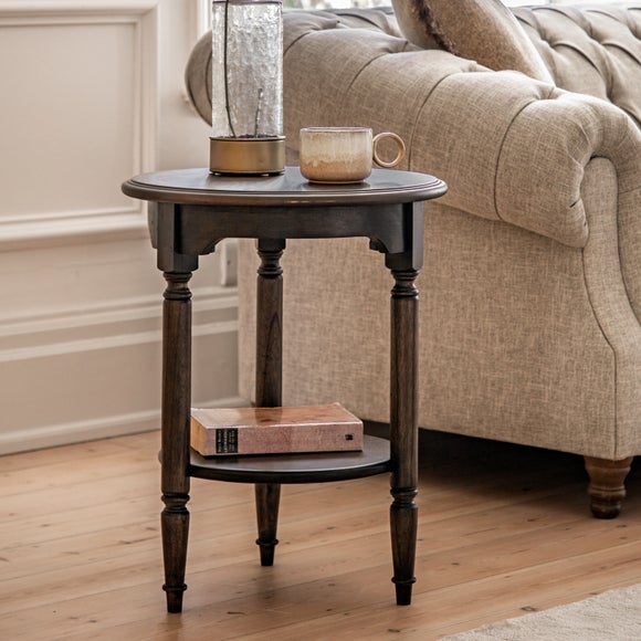 Dark brown end table with deals storage