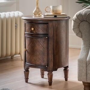 Cedar & Sage Matola Dark Wood Drum Side Table