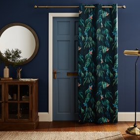 Kingfisher Peacock Eyelet Door Curtains