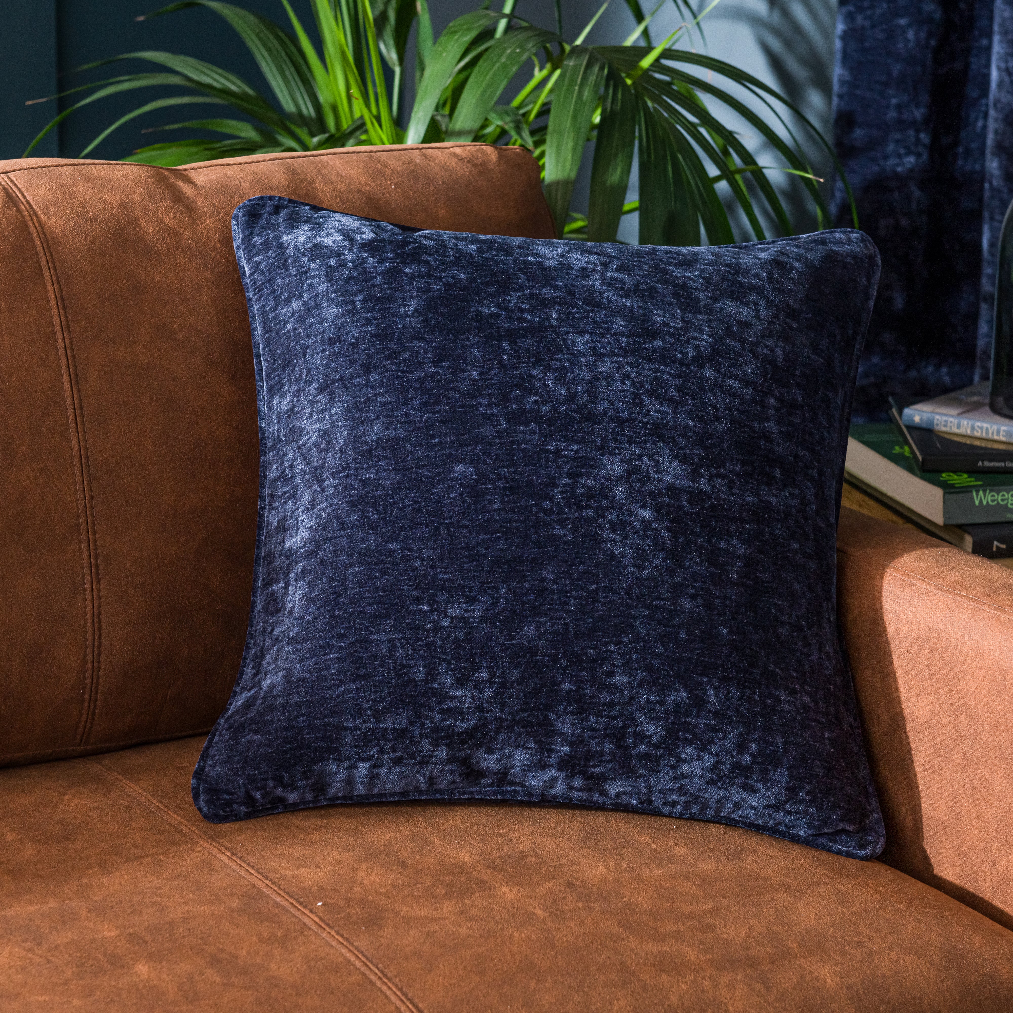 Vintage Chenille Cushion Navy Blue