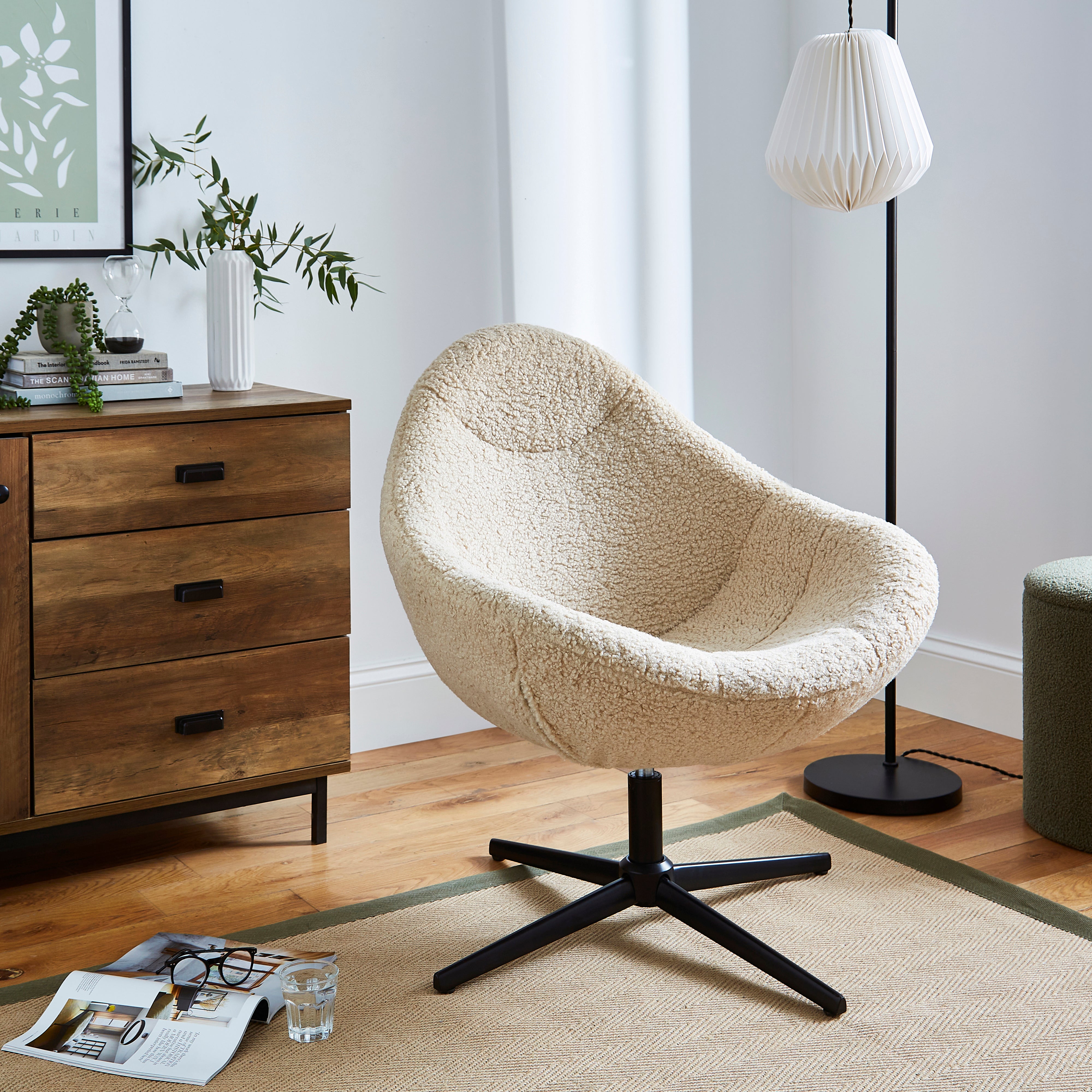 Cocoon Swivel Sherpa Egg Chair