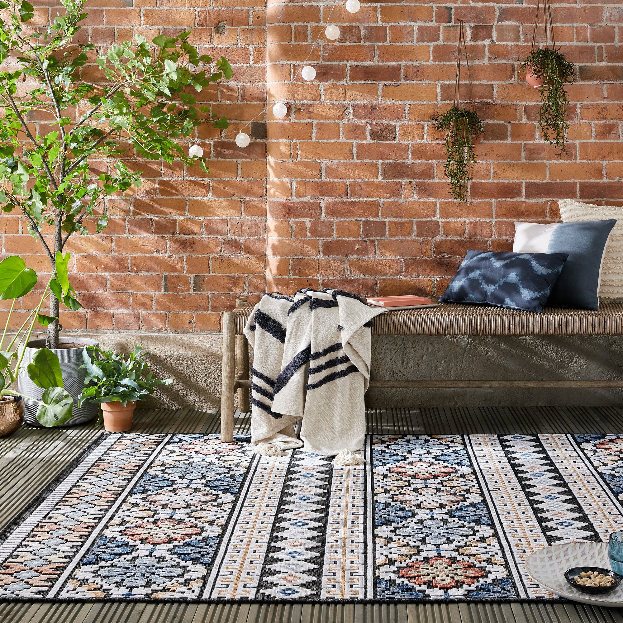 Aster Aztec Indoor Outdoor Rug Navywhitebrown