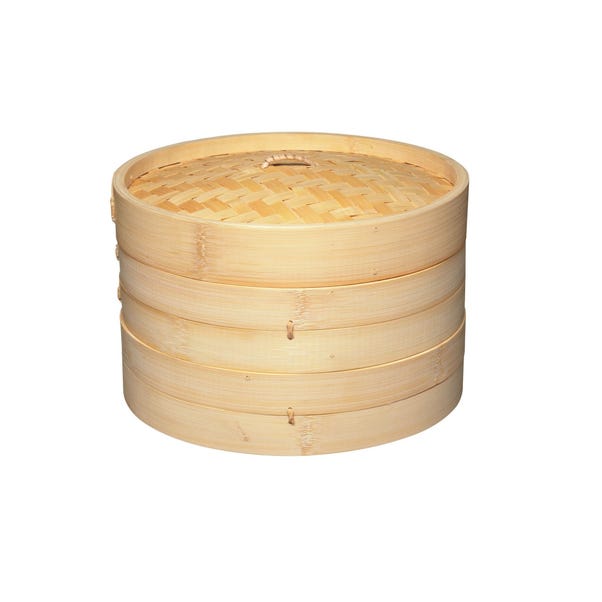 KitchenCraft World of Flavours Oriental Two Tier Bamboo Steamer, 25cm image 1 of 5