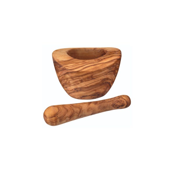 KitchenCraft World of Flavours Italian Olive Wood Mortar and Pestle 12cm image 1 of 1