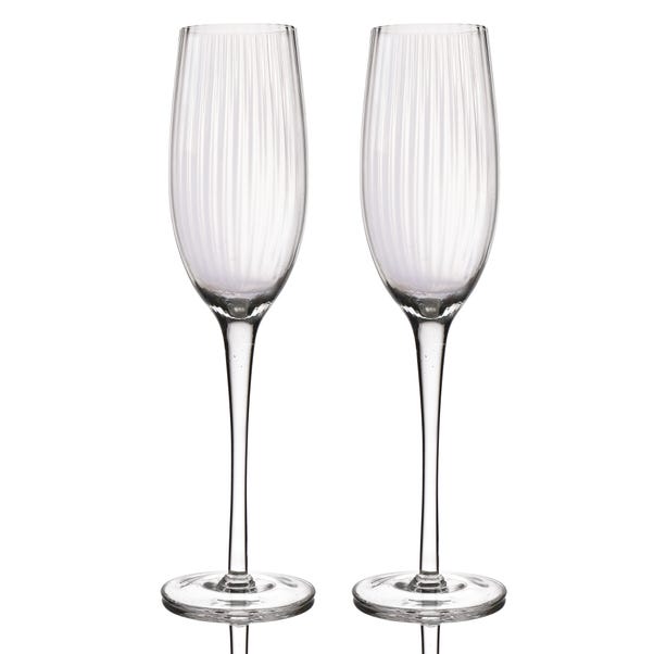 BarCraft Set of 2 Ridged Champagne Glass Flutes image 1 of 7