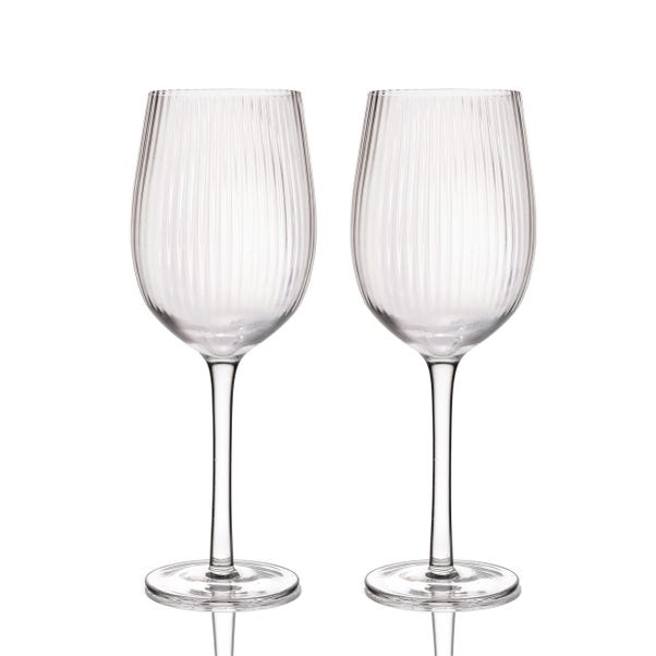 BarCraft Set of 2 Ridged Wine Glasses image 1 of 7