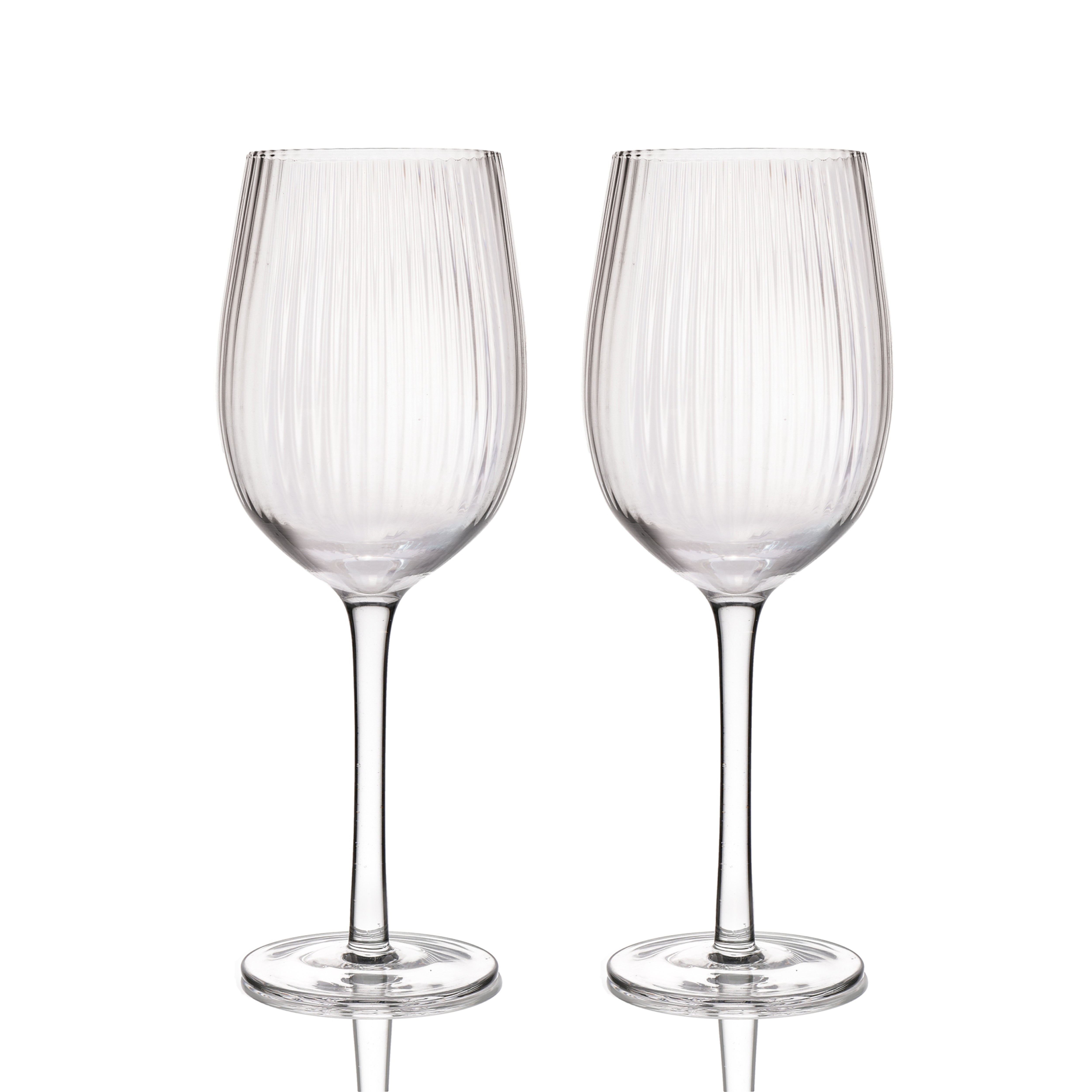 BarCraft Set of 2 Ridged Wine Glasses