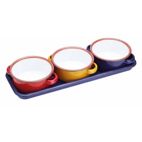 KitchenCraft World of Flavours Set of 3 Enamel Dip Bowls 11cm 350ml
