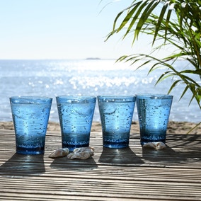 Three Rivers Set of 4 Blue Linear Tumbler Glasses