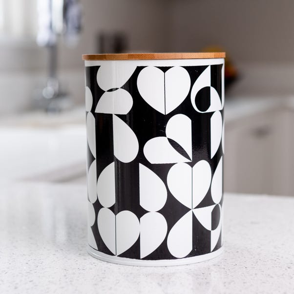 Monochrome Brokenhearted Storage Kitchen Canister image 1 of 3