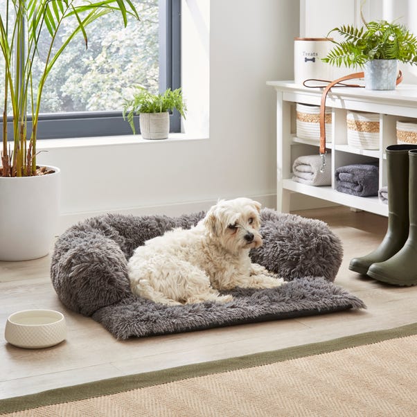 Grey Fur Sofa Dog Bed image 1 of 6