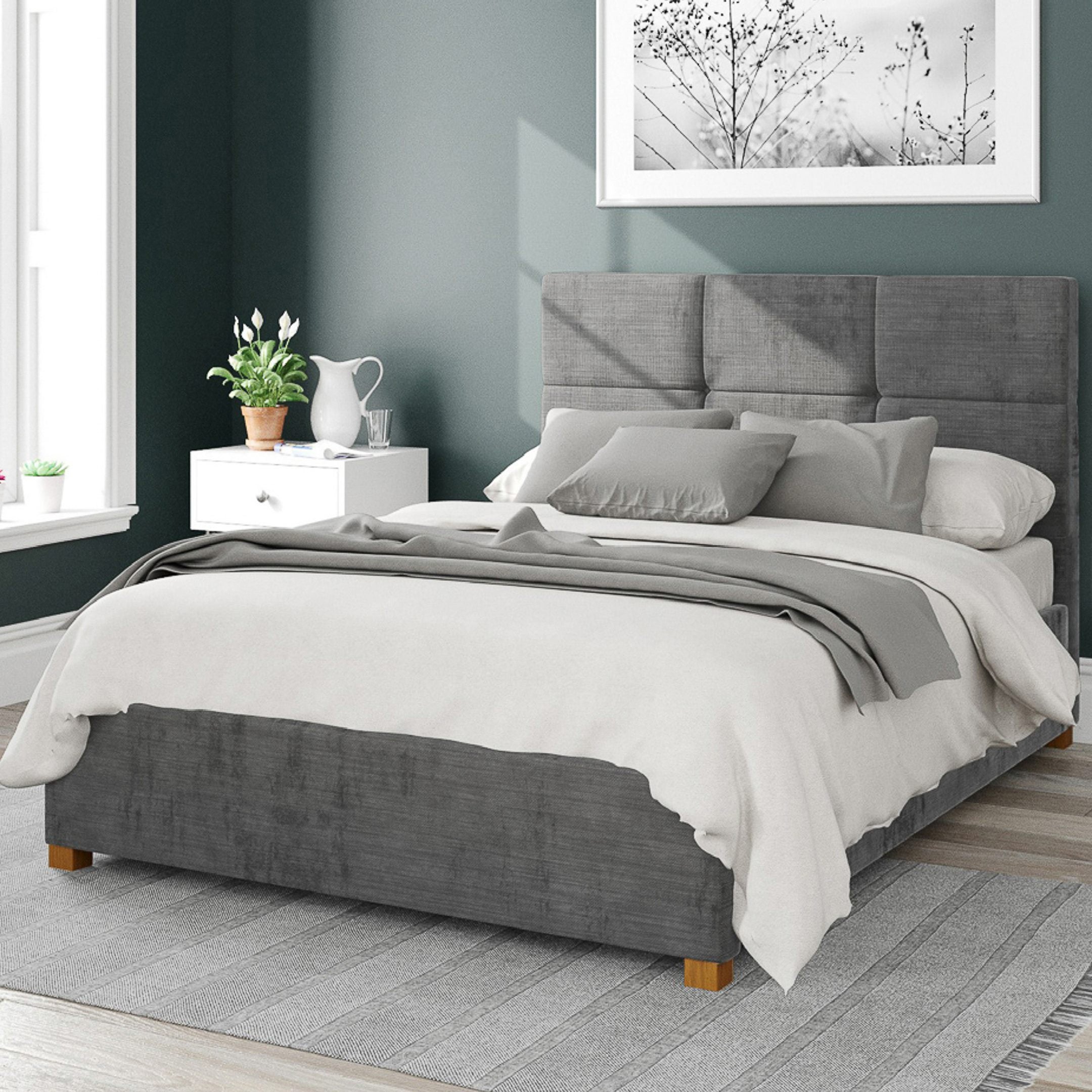 Caine Firenze Velour Ottoman Bed Frame Charcoal