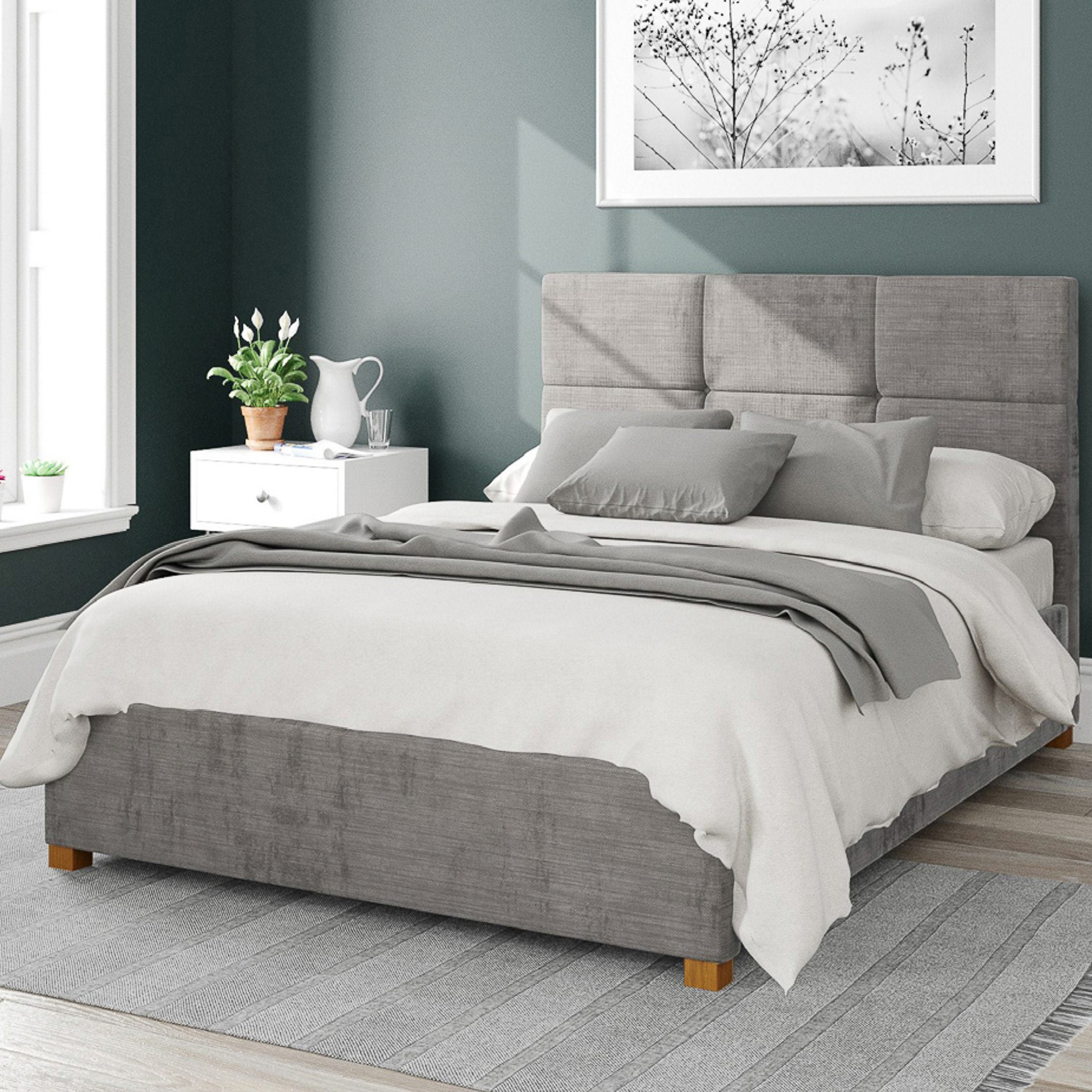 Caine Firenze Velour Ottoman Bed Frame Silver