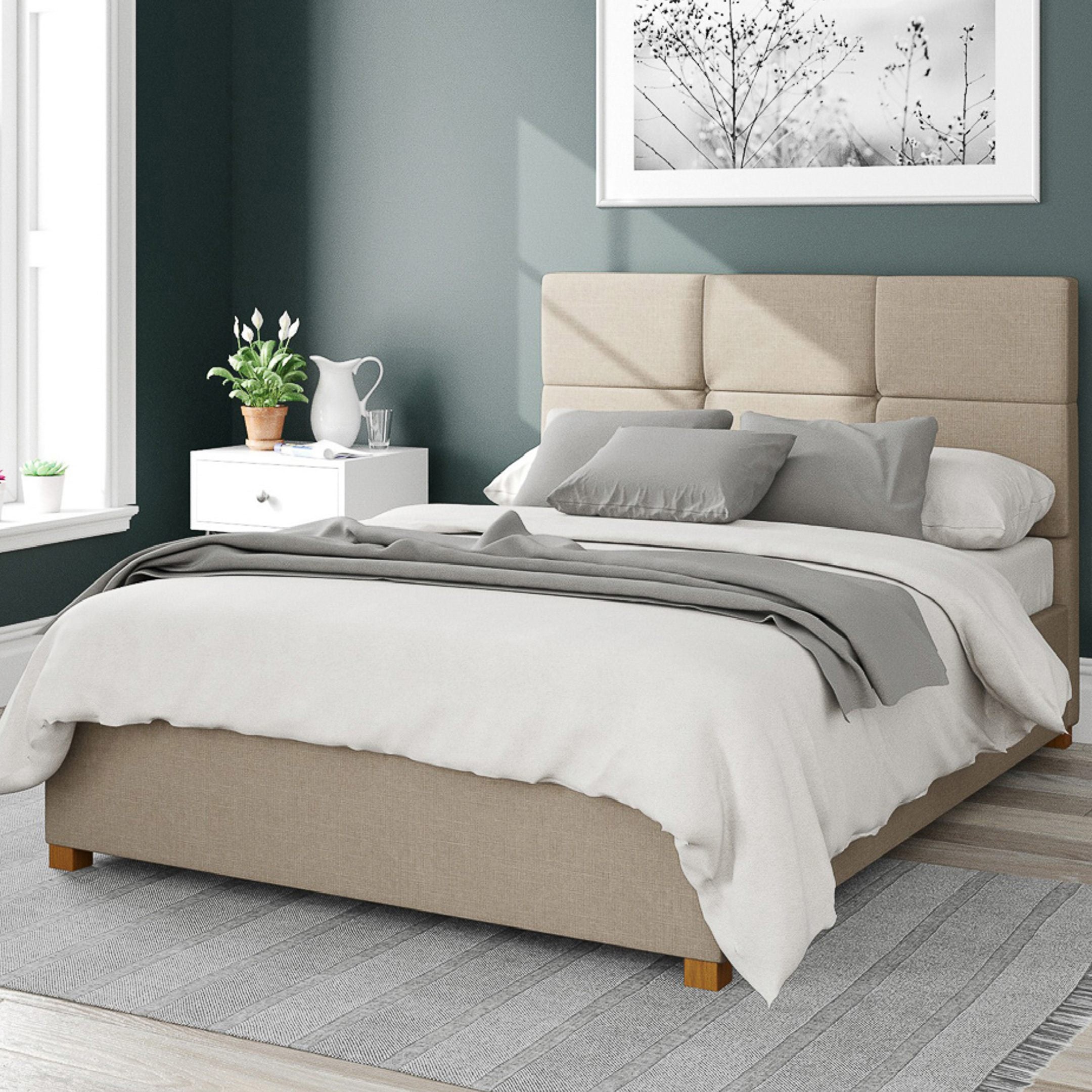 Caine Eire Linen Ottoman Bed Frame Beige