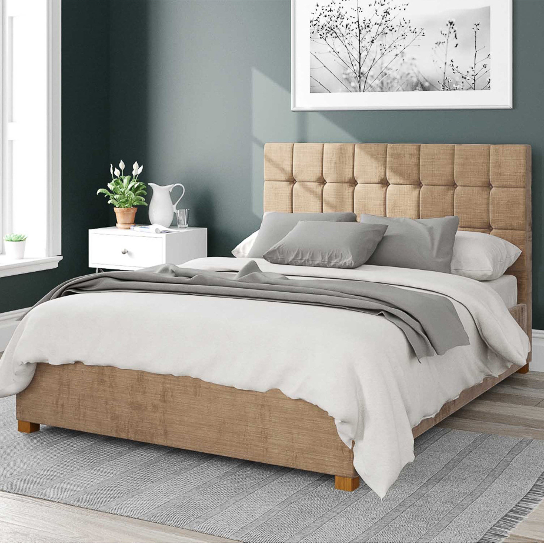 Sinatra Firenze Velour Ottoman Bed Champagne