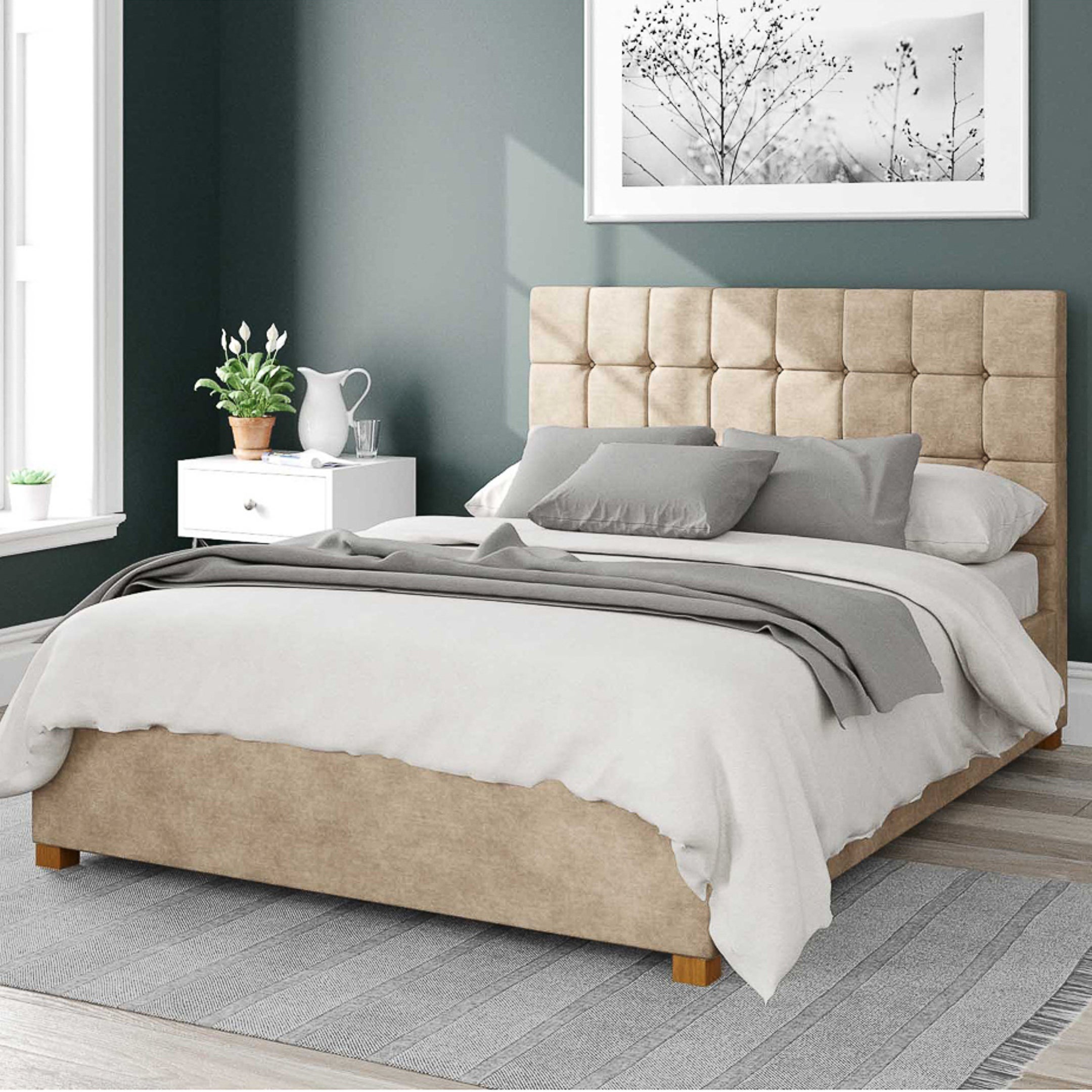 Sinatra Kimiyo Linen Ottoman Bed Beige