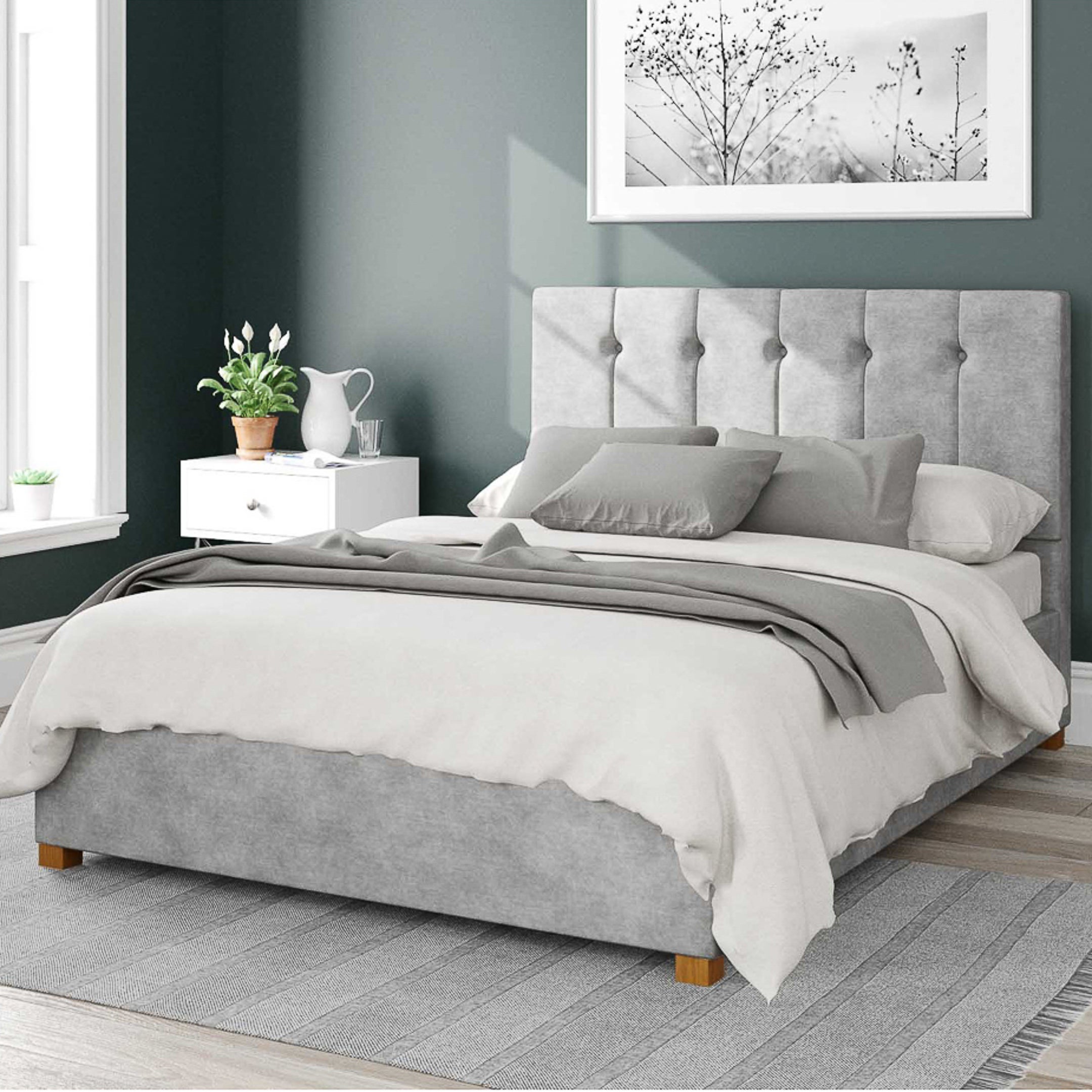 Hepburn Kimyo Linen Ottoman Bed Frame Silver