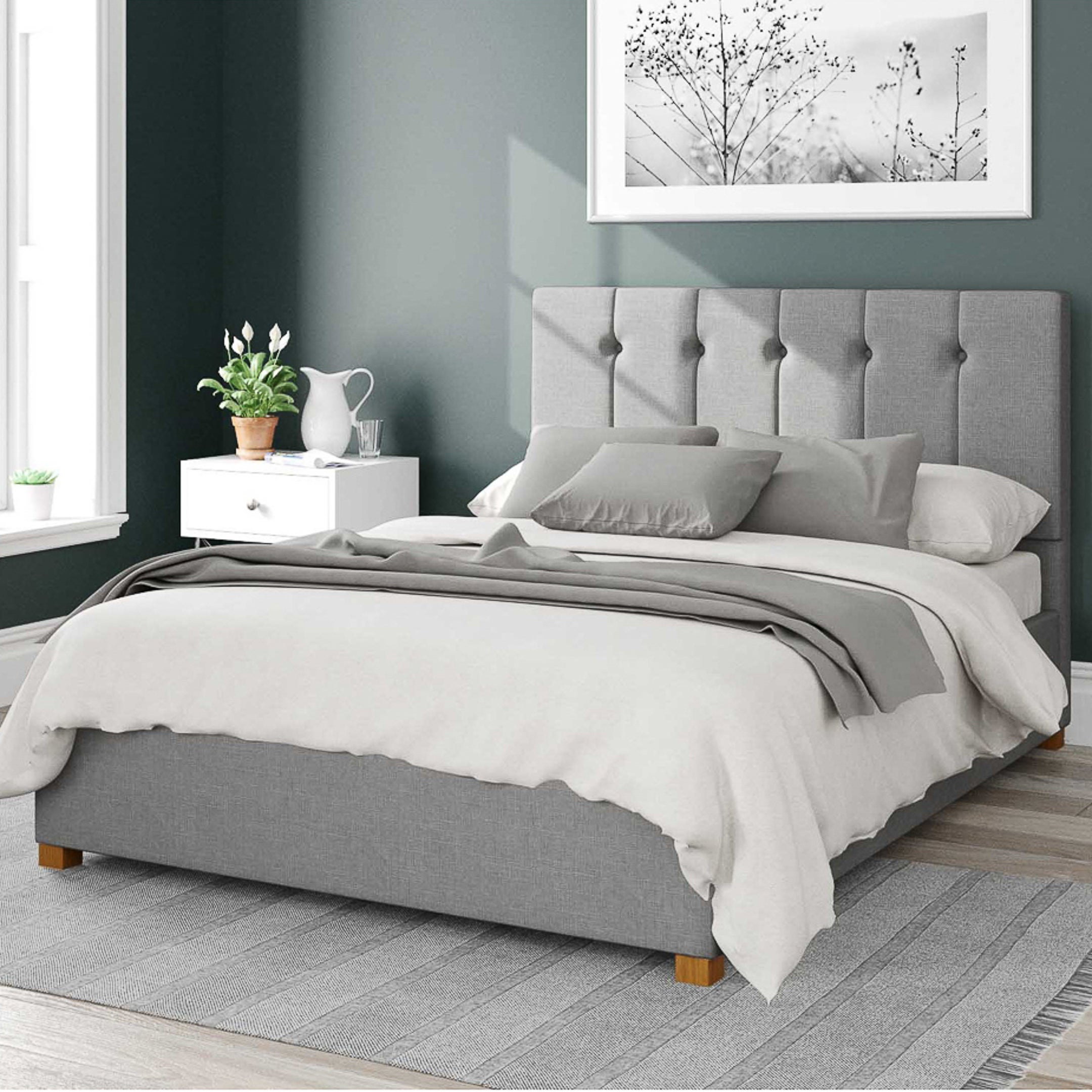 Hepburn Eire Linen Ottoman Bed Frame Grey