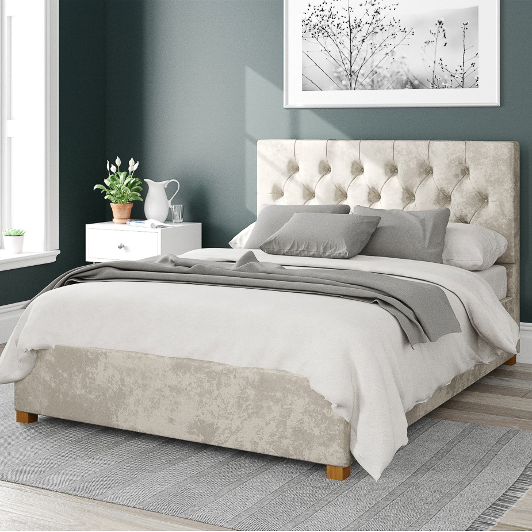 Olivier Mirazzi Velvet Ottoman Bed Pearl