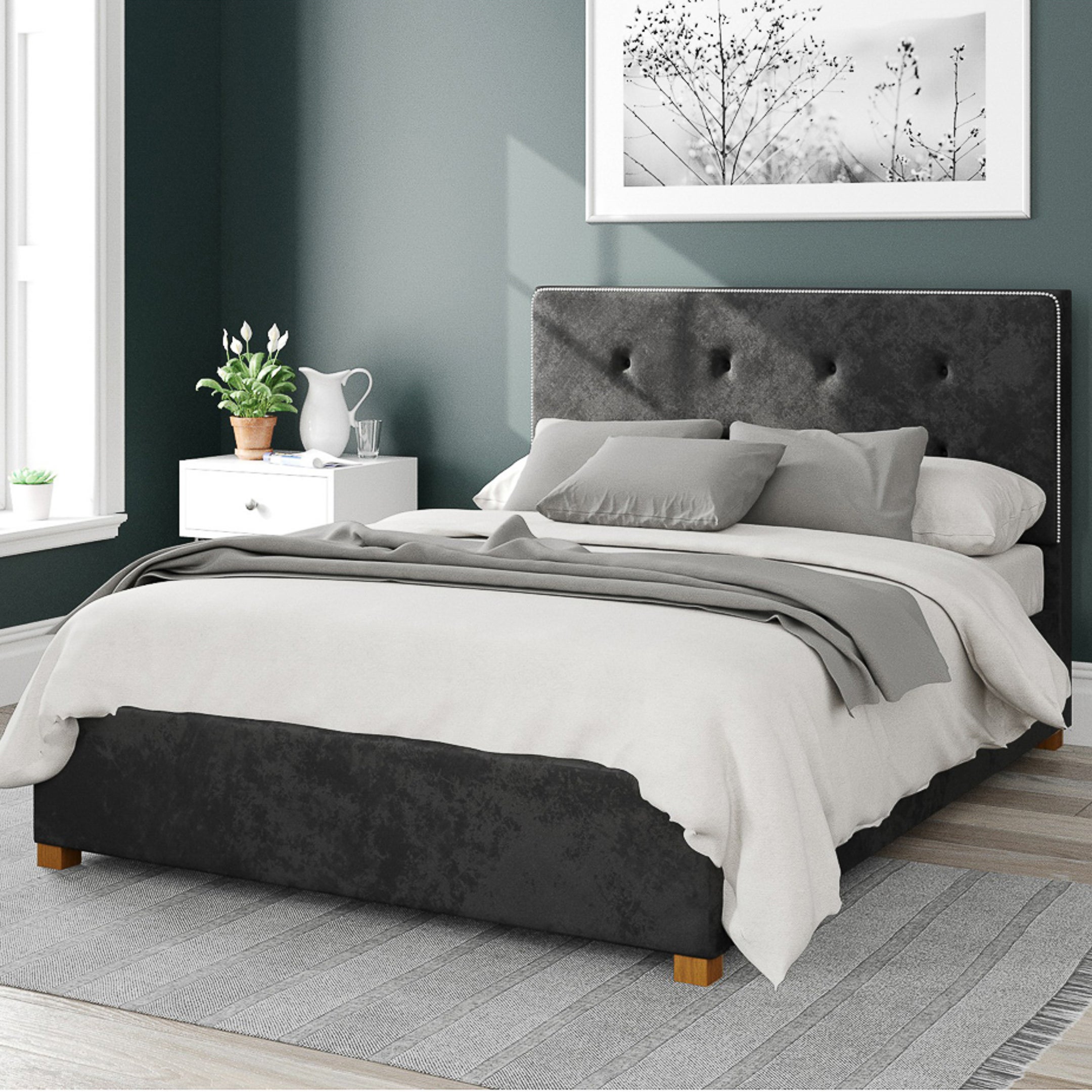 Presley Mirazzi Velvet Ottoman Bed Frame Black