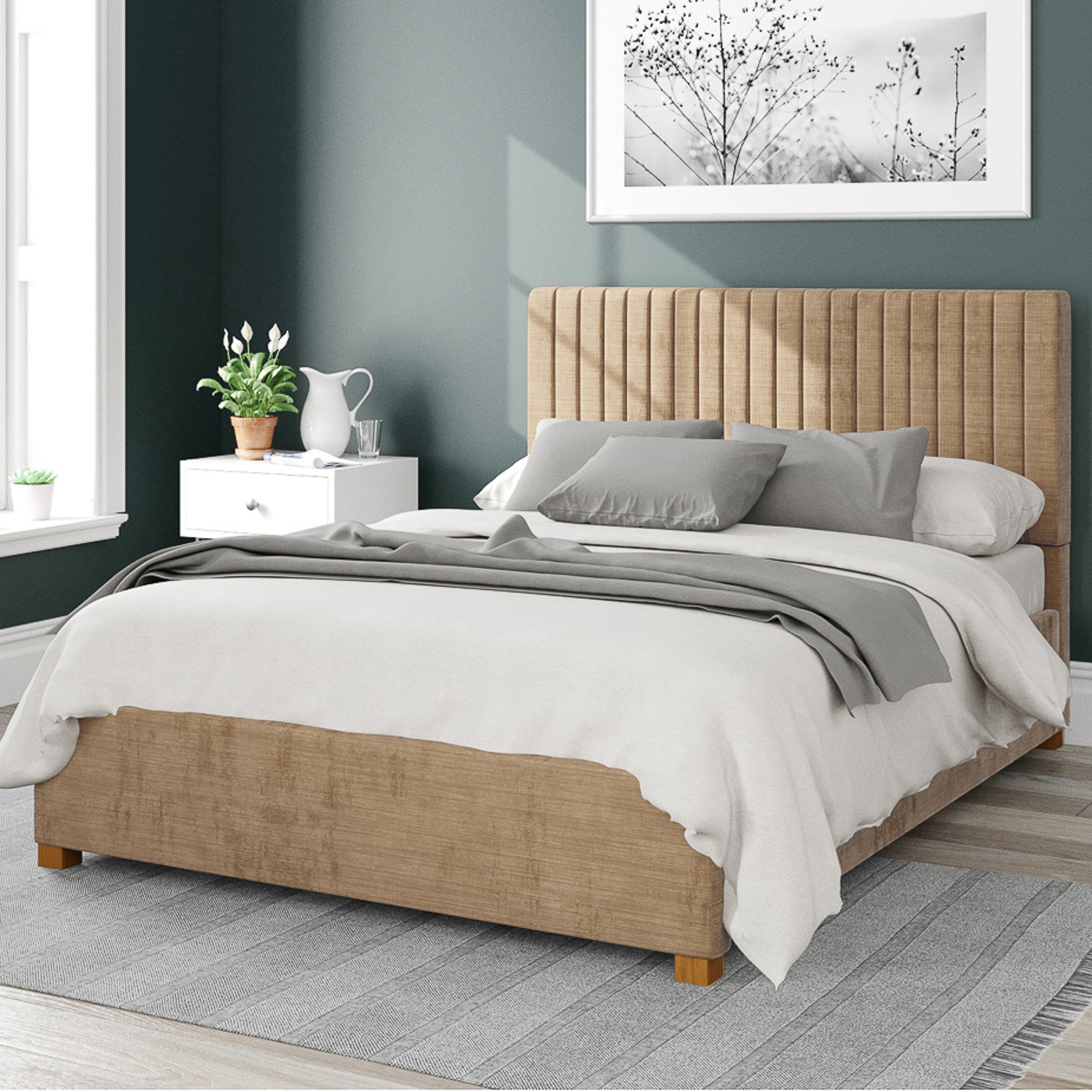 Grant Firenze Velour Ottoman Bed Beige