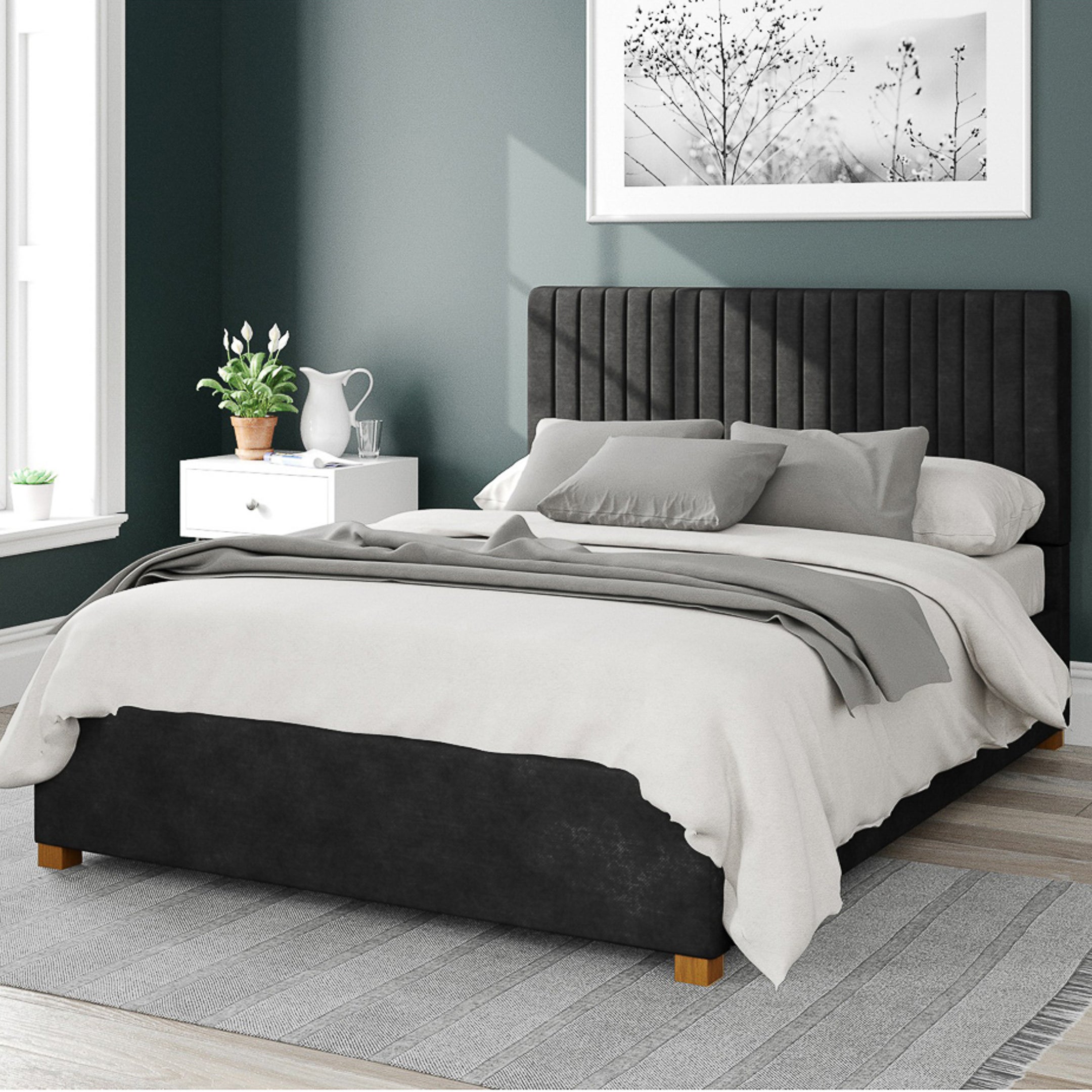 Grant Kimiyo Linen Ottoman Bed Grey