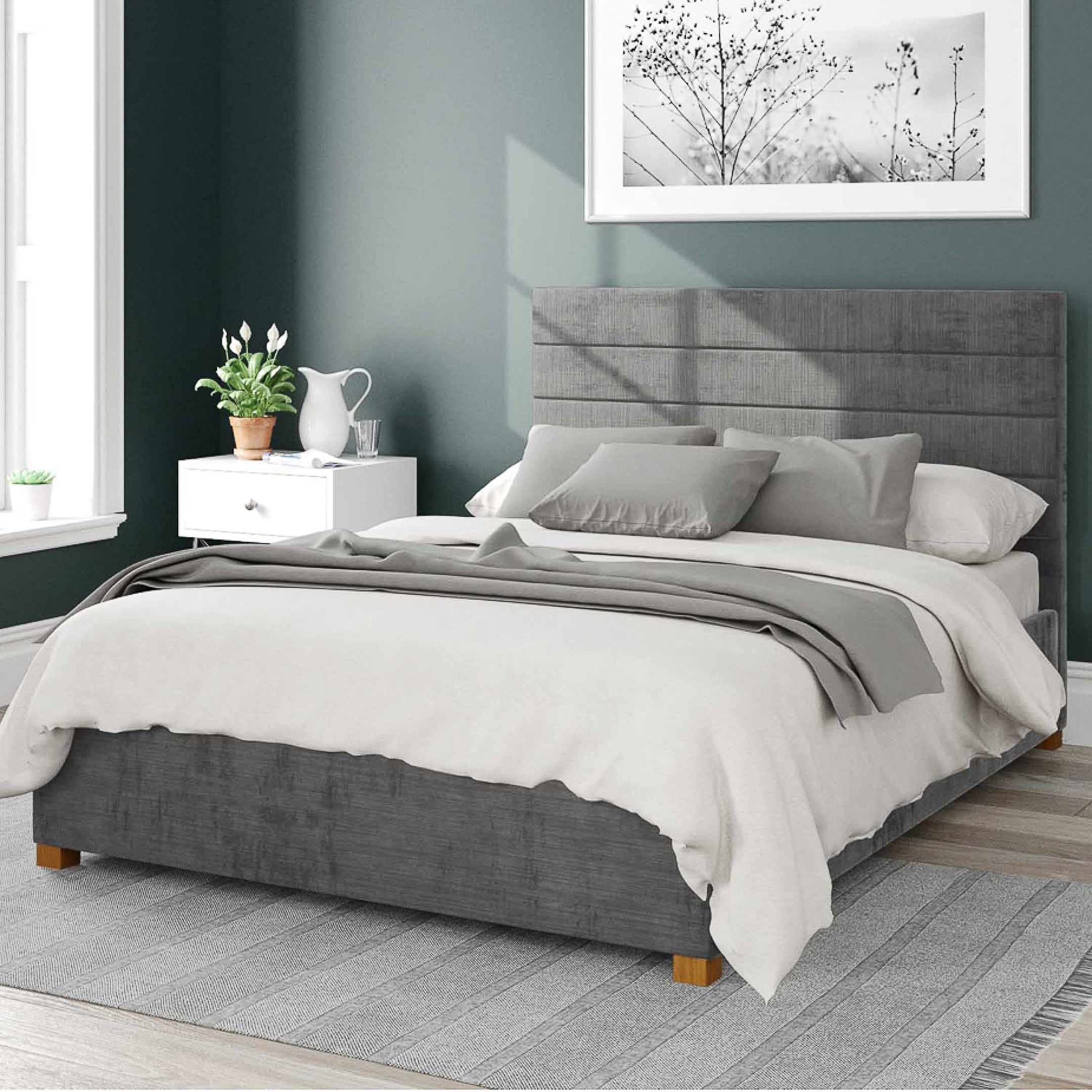 Kelly Firenze Velour Ottoman Bed Frame Charcoal