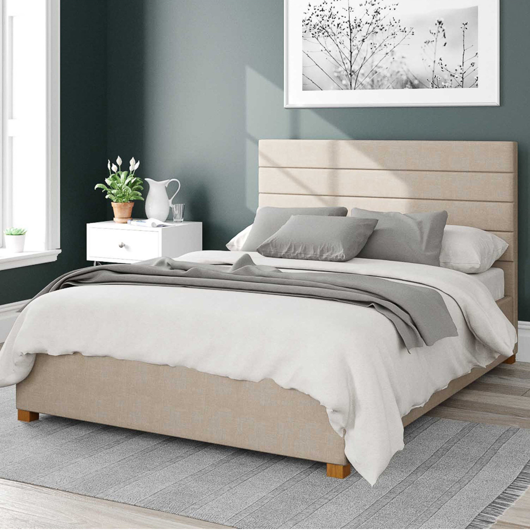 Kelly Malham Weave Ottoman Bed Frame Cream