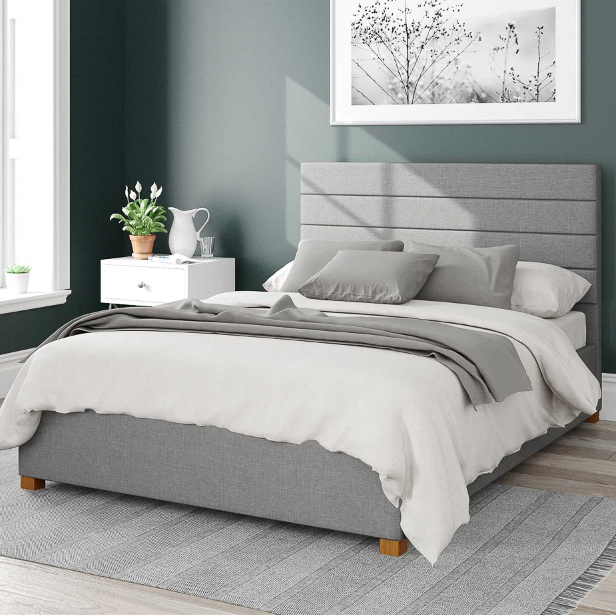 Kelly Eire Linen Ottoman Bed Frame Grey
