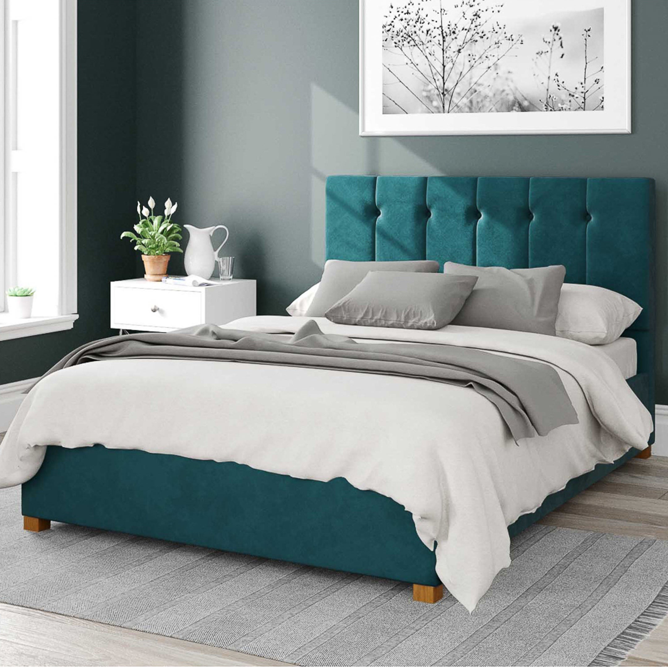 Hepburn Plush Velvet Ottoman Bed Frame Green