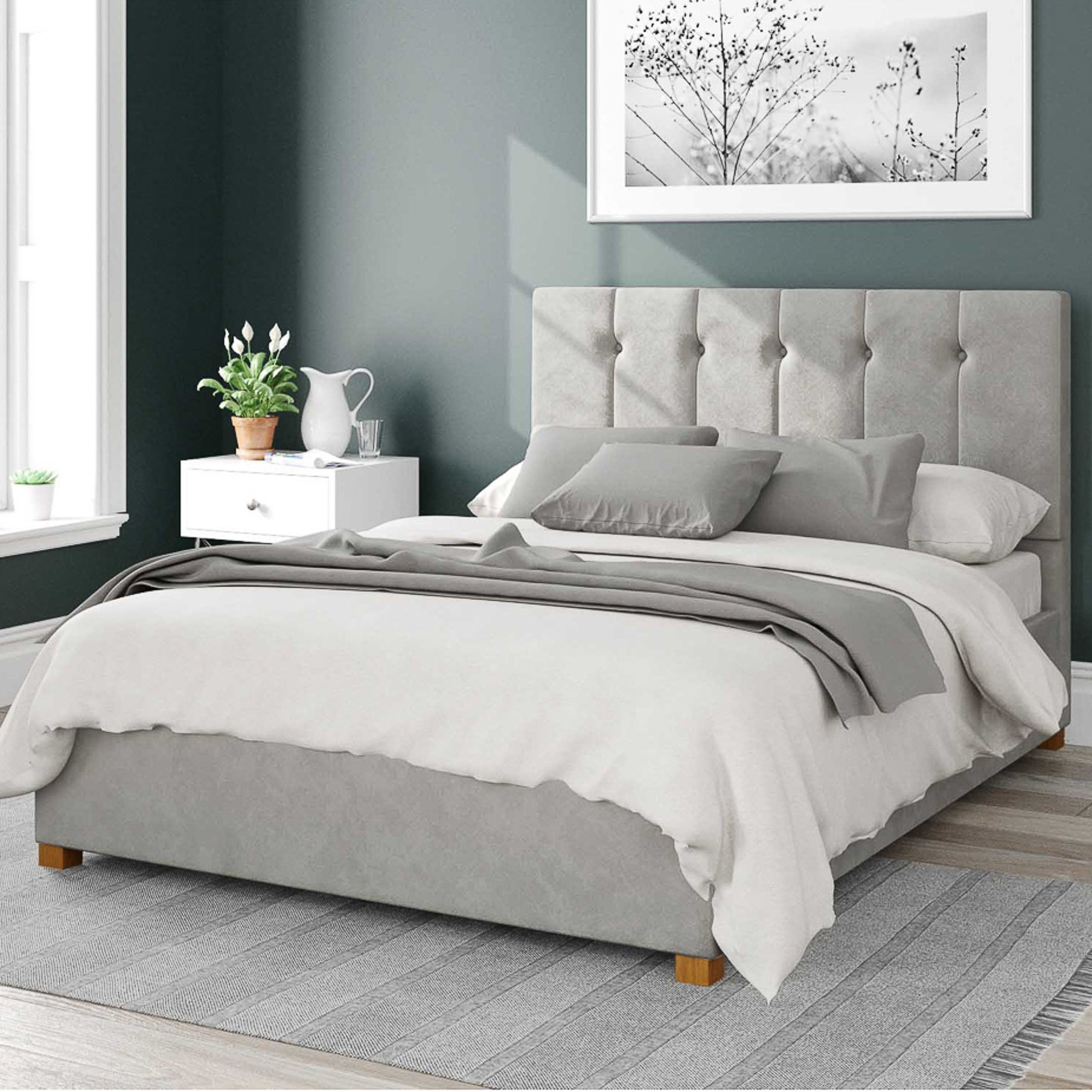 Hepburn Plush Velvet Ottoman Bed Frame Velvet Silver Grey