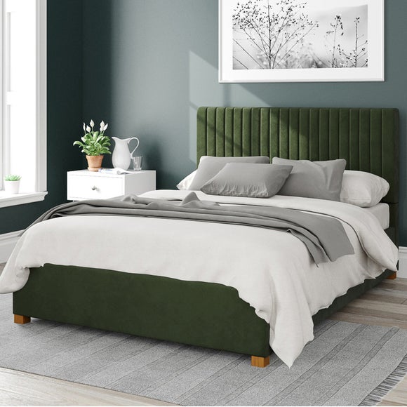 Photos - Bedroom Set Aspire Grant Plush Velvet Ottoman Bed Frame 