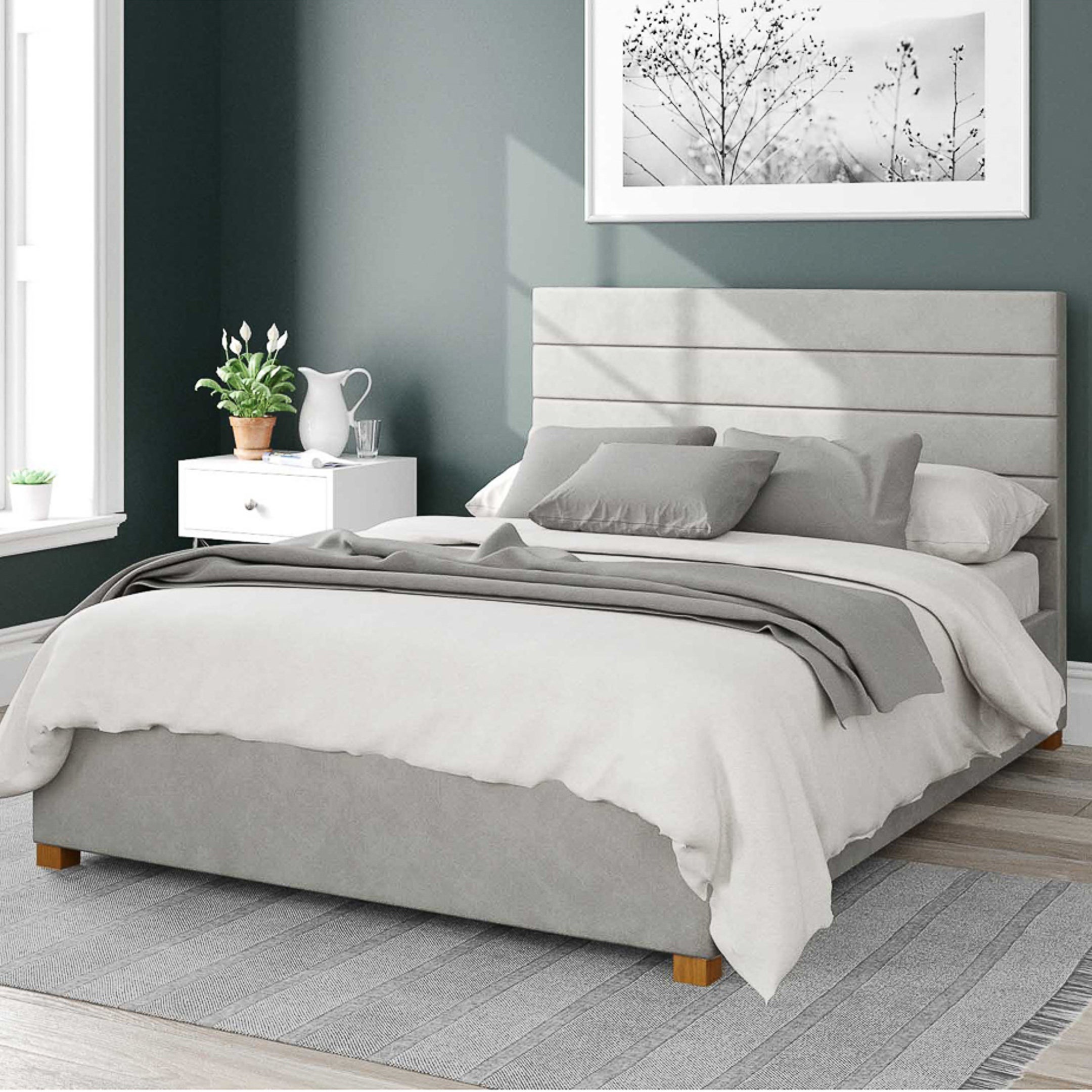 Kelly Plush Velvet Ottoman Bed Frame Velvet Silver Grey