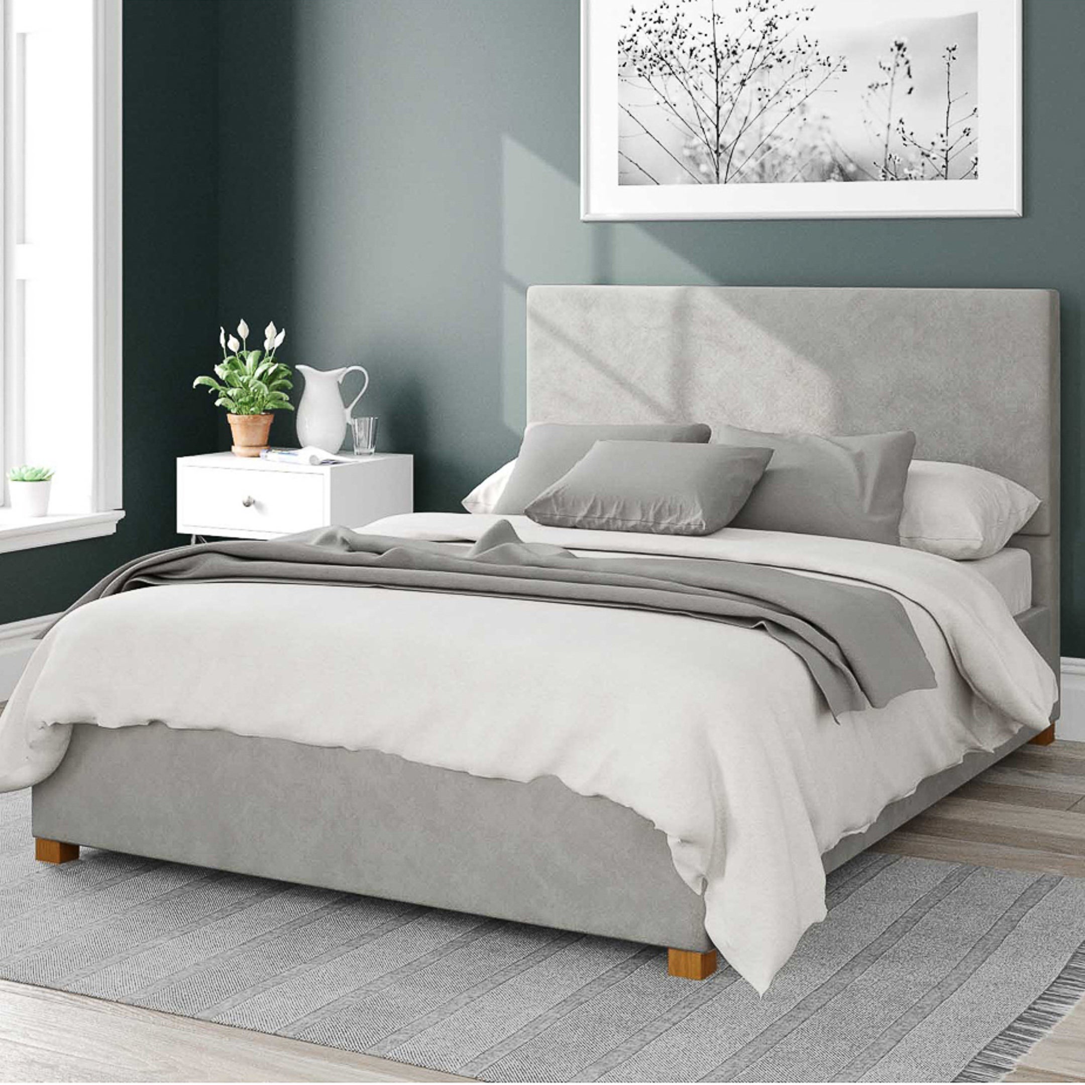 Garland Plush Velvet Ottoman Bed Silver