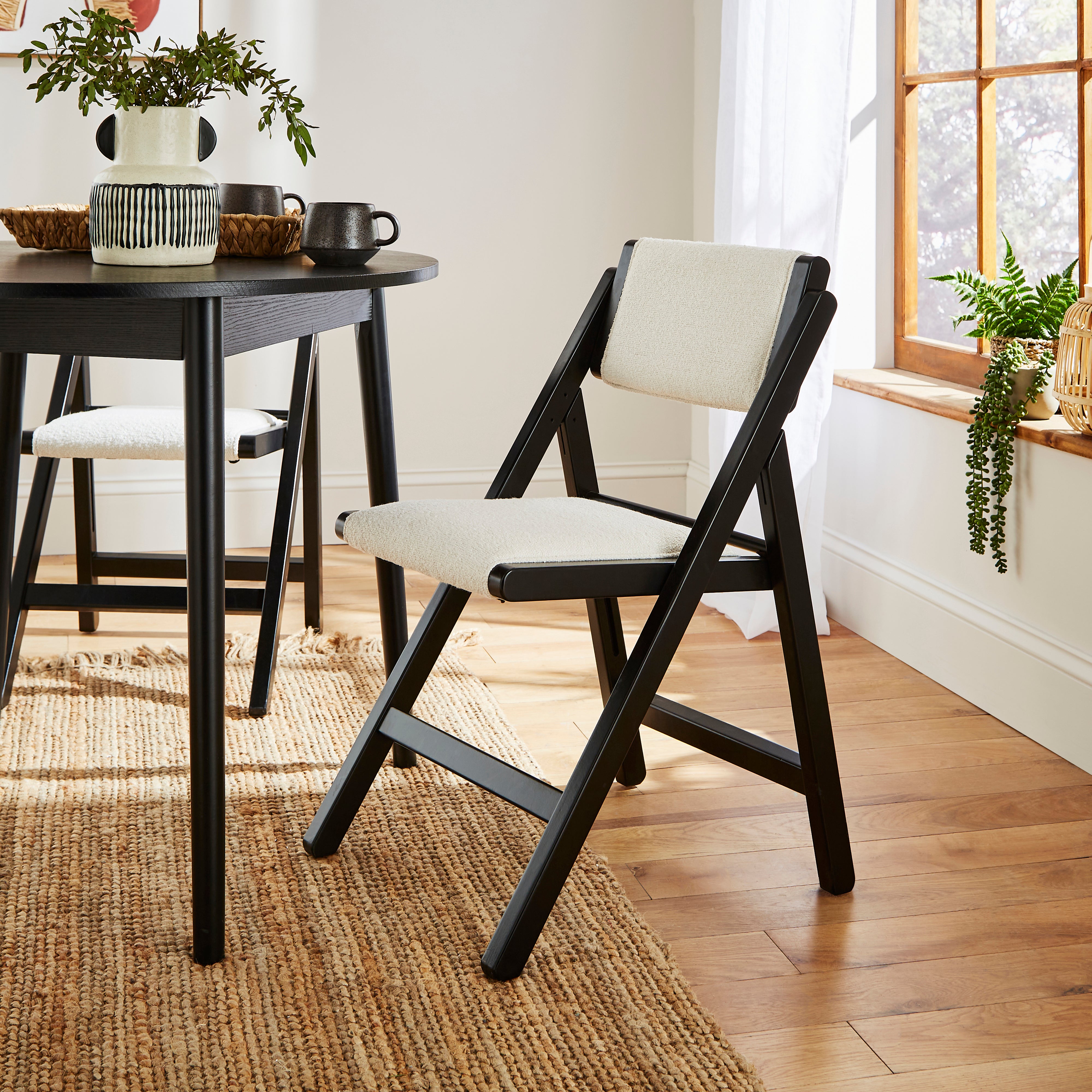 Carmen Folding Chair, Ivory Boucle