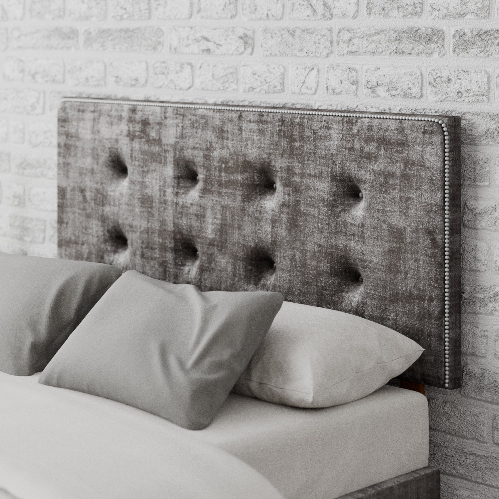 Presley Distressed Velvet Headboard Grey