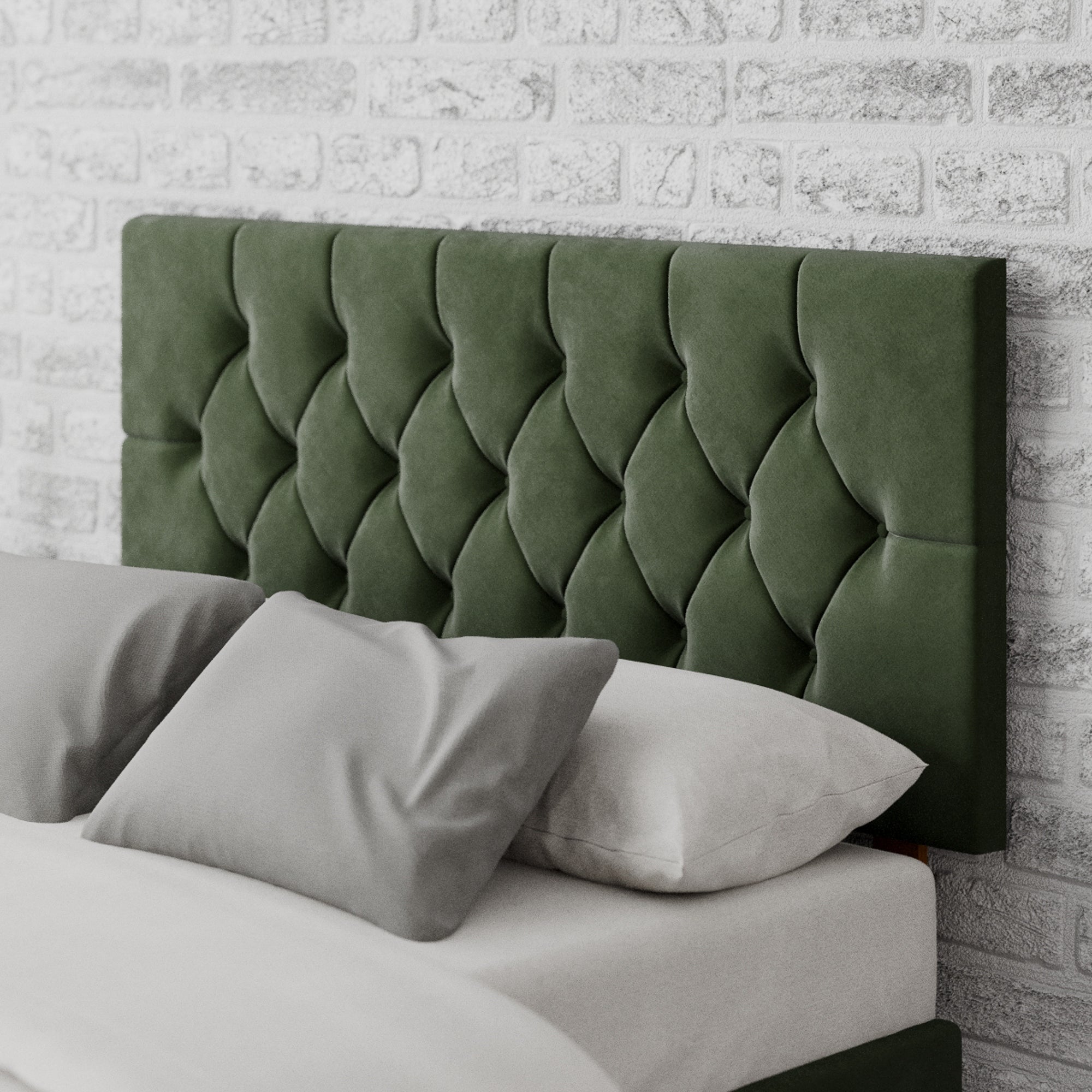 Olivier Plush Velvet Headboard Forest Green