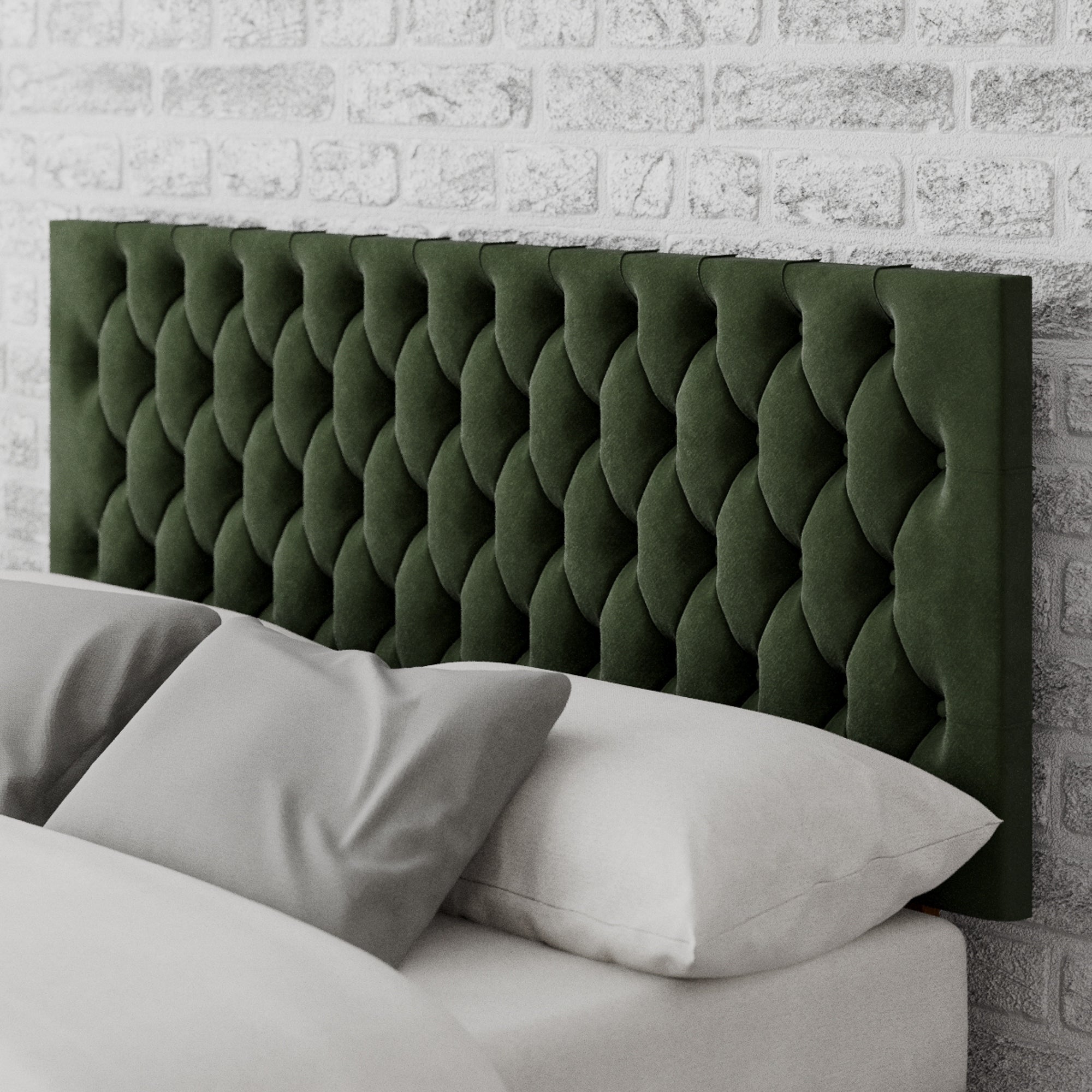 Monroe Plush Velvet Headboard Green