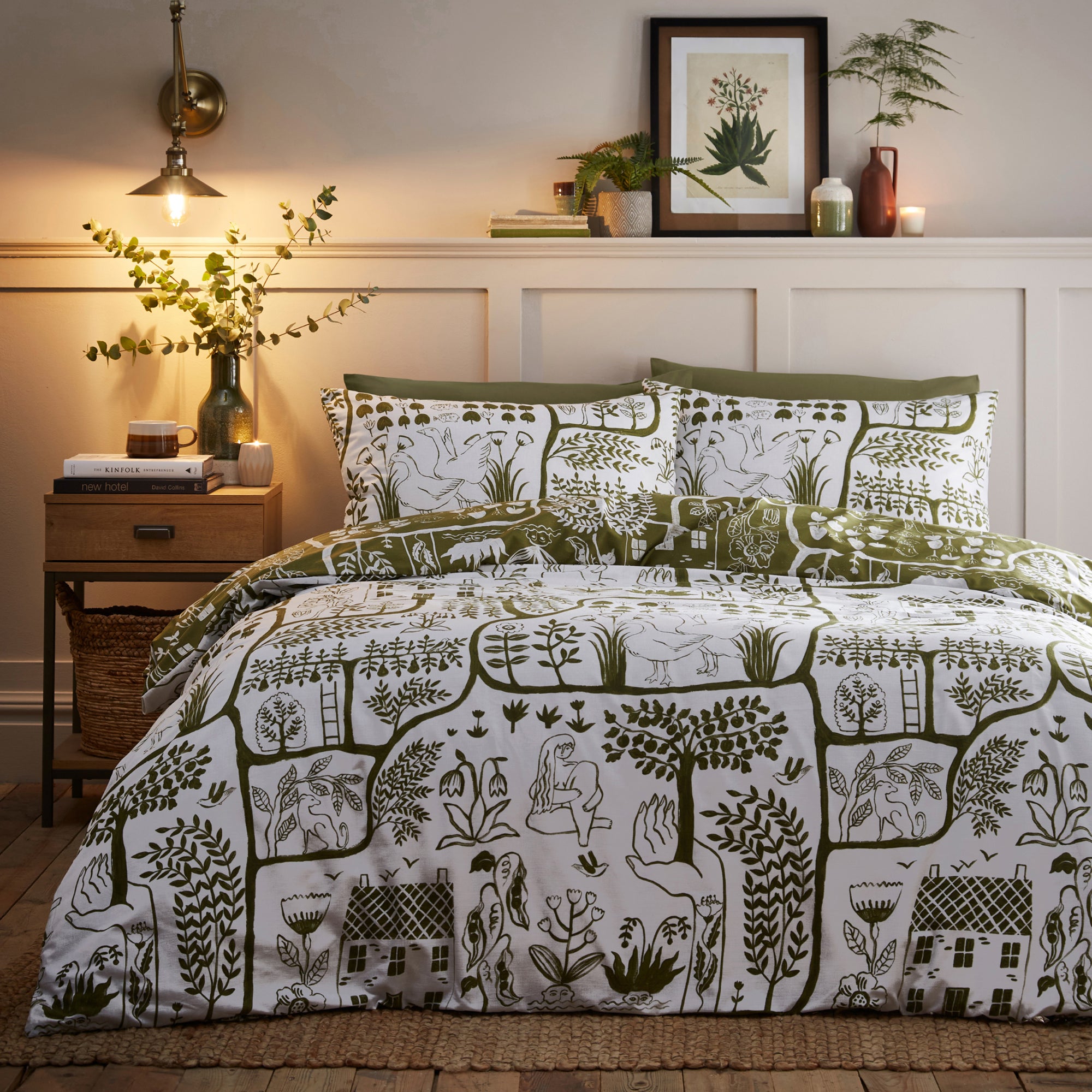 Furn Frida Duvet Cover Pillowcase Set Moss Green