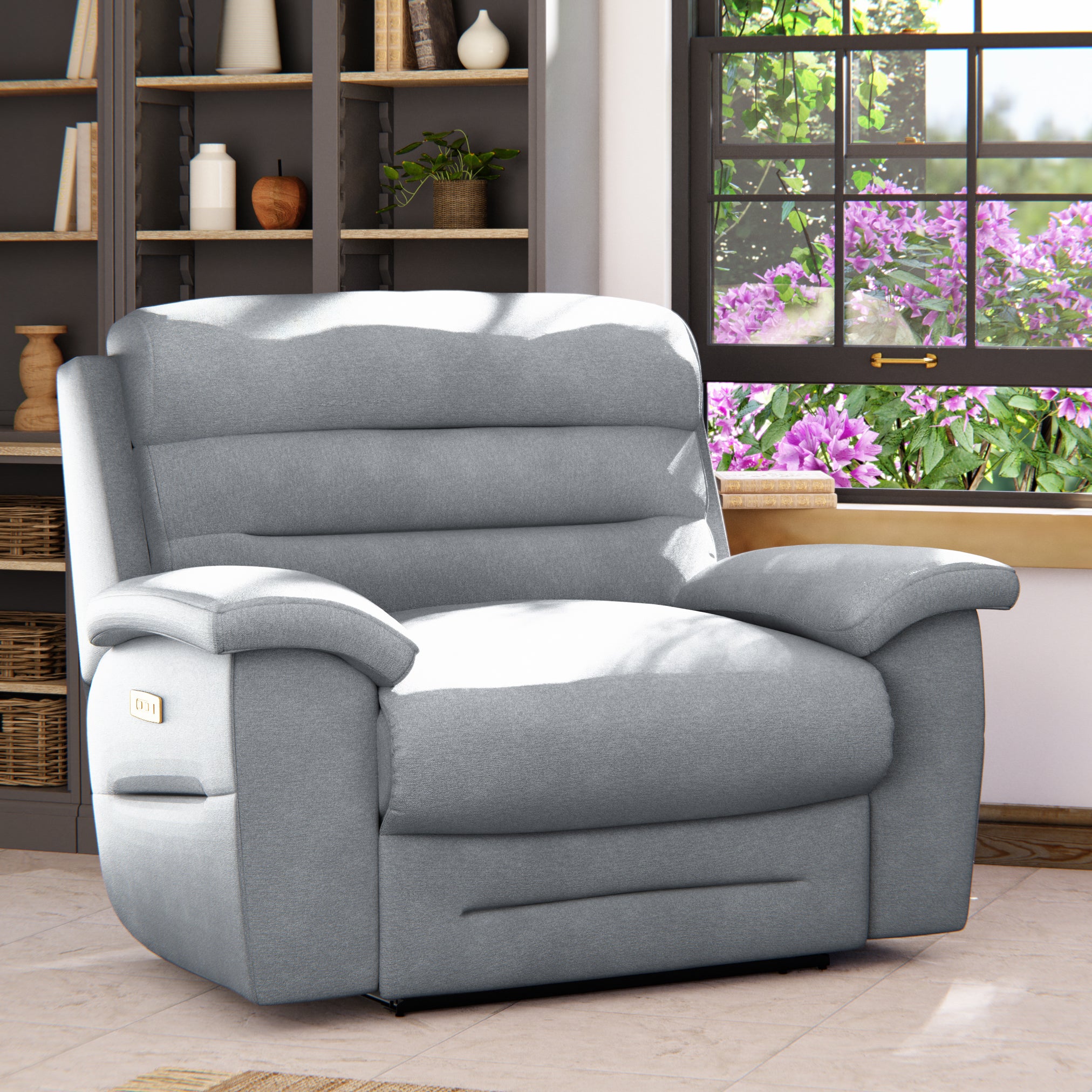 Lulworth Power Recliner Snuggle Sofa Chenille Sky