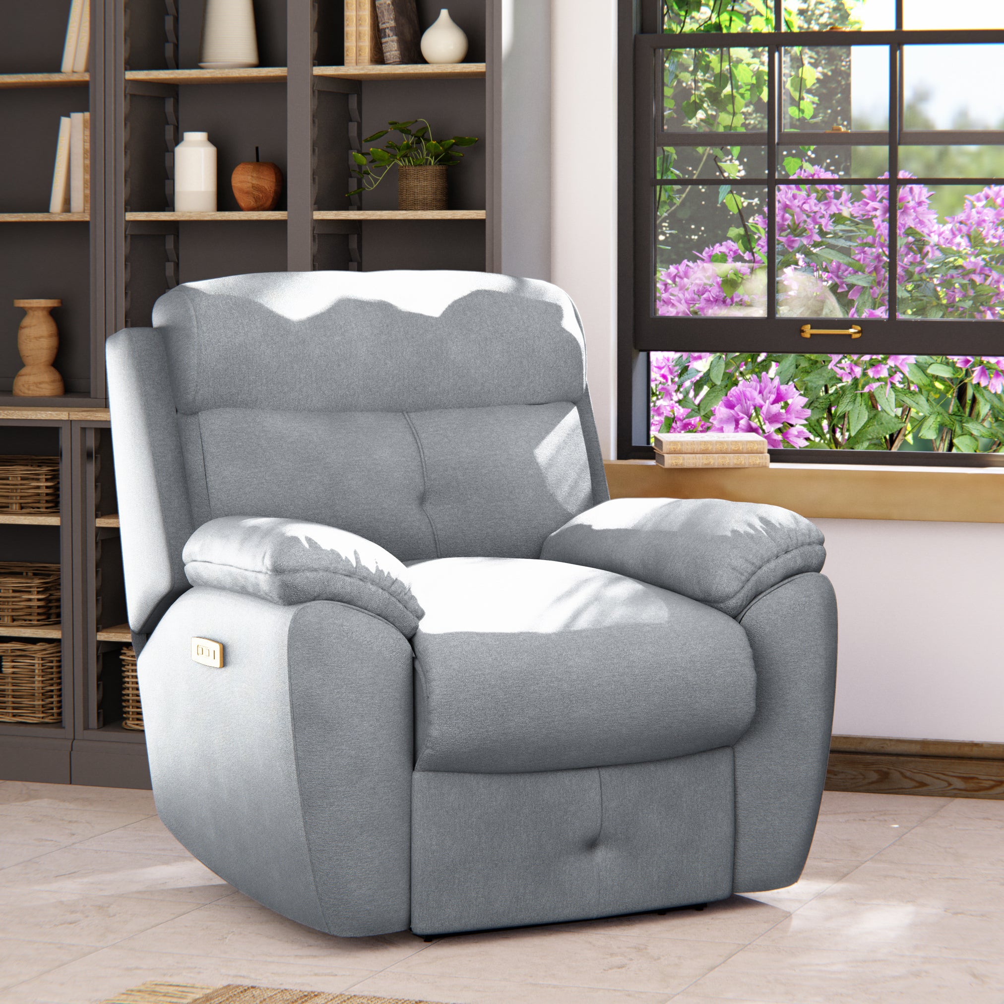 Abbotsbury Power Recliner Armchair Chenille Sky