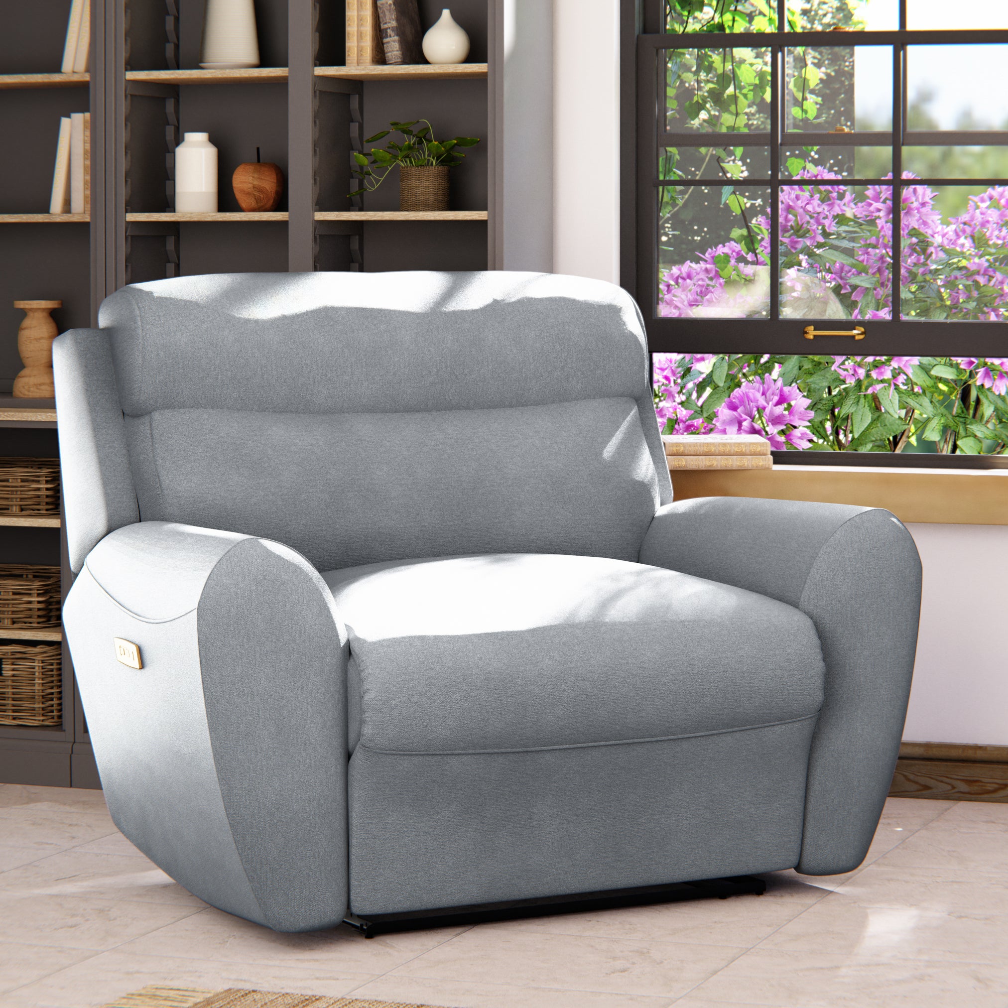 Wareham Power Recliner Snuggle Sofa Chenille Sky