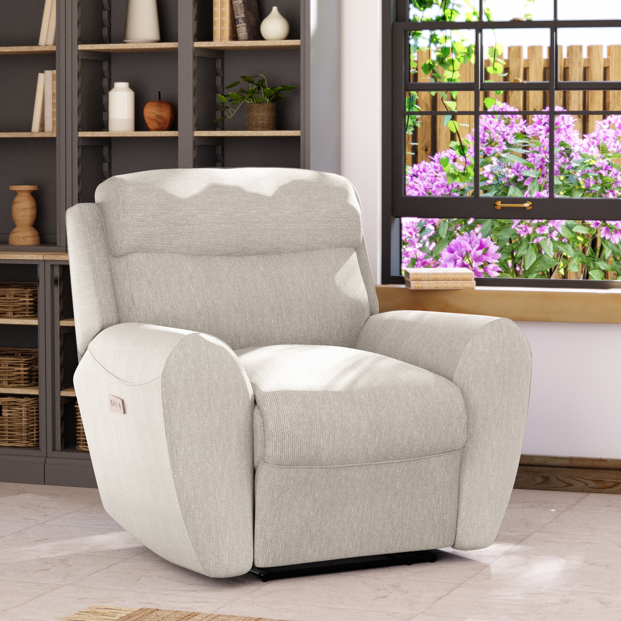 Wareham Power Recliner Armchair Honeycomb Chenille Linen