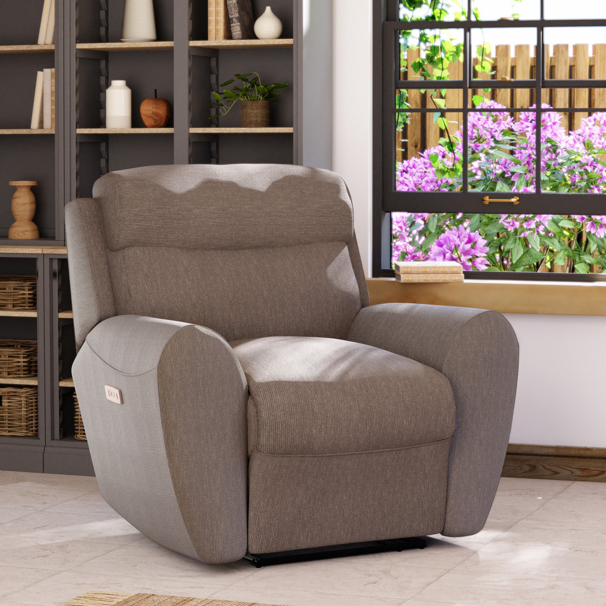 Wareham Power Recliner Armchair Honeycomb Chenille Latte