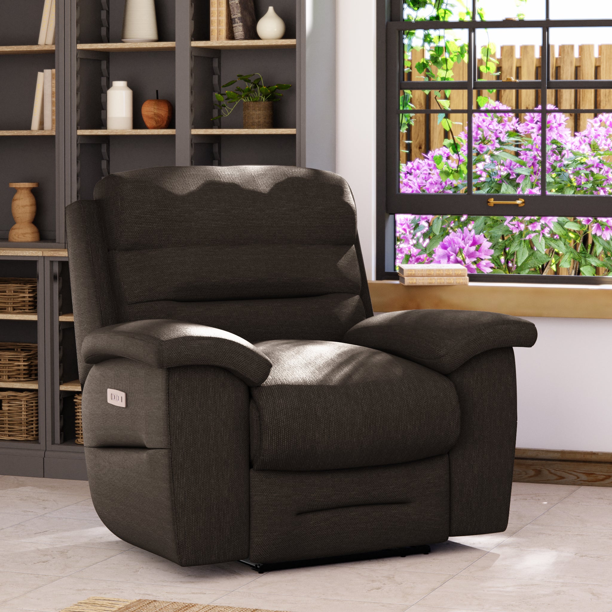 Lulworth Power Recliner Armchair Honeycomb Chenille Coco
