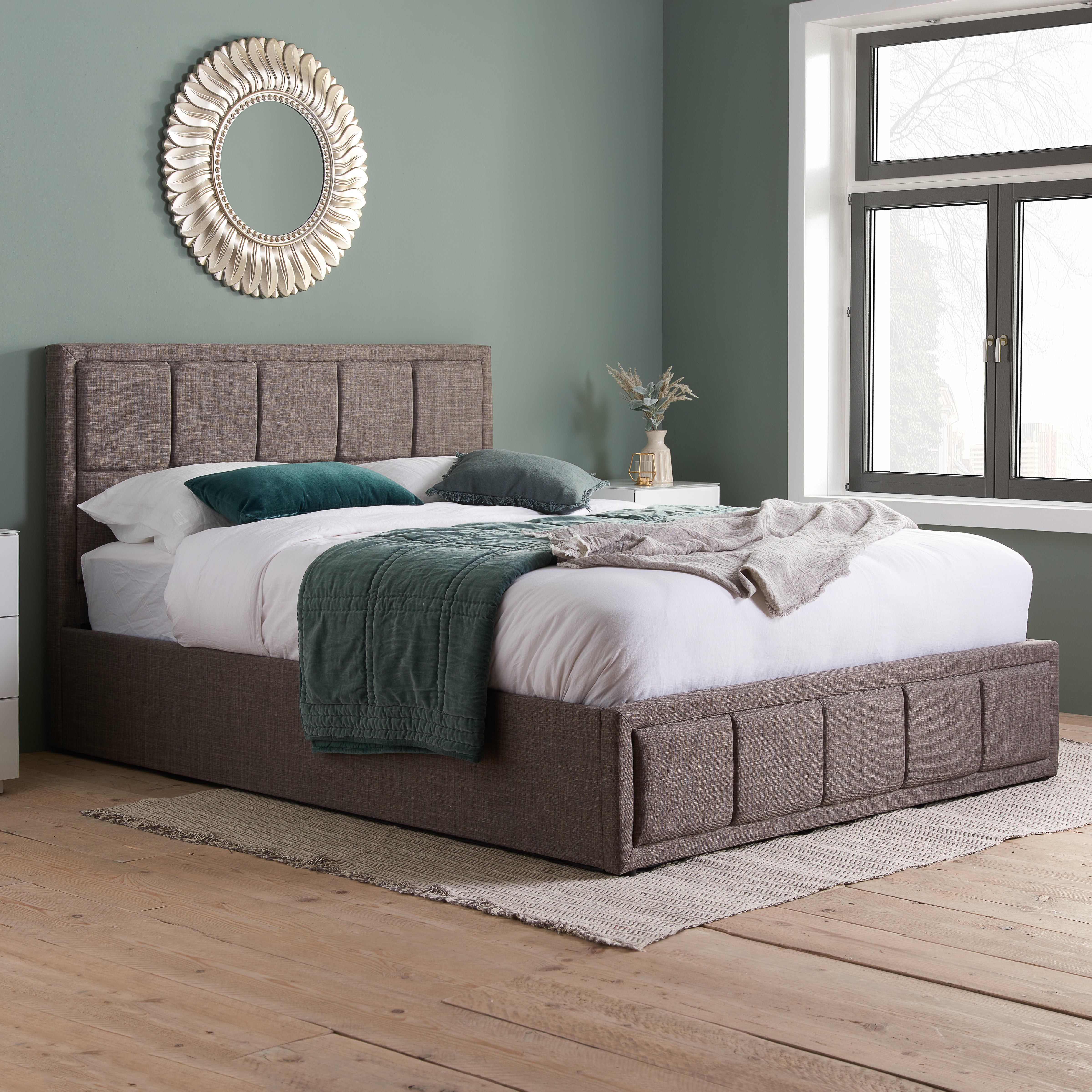 Hannover Ottoman Bed Fabric Grey