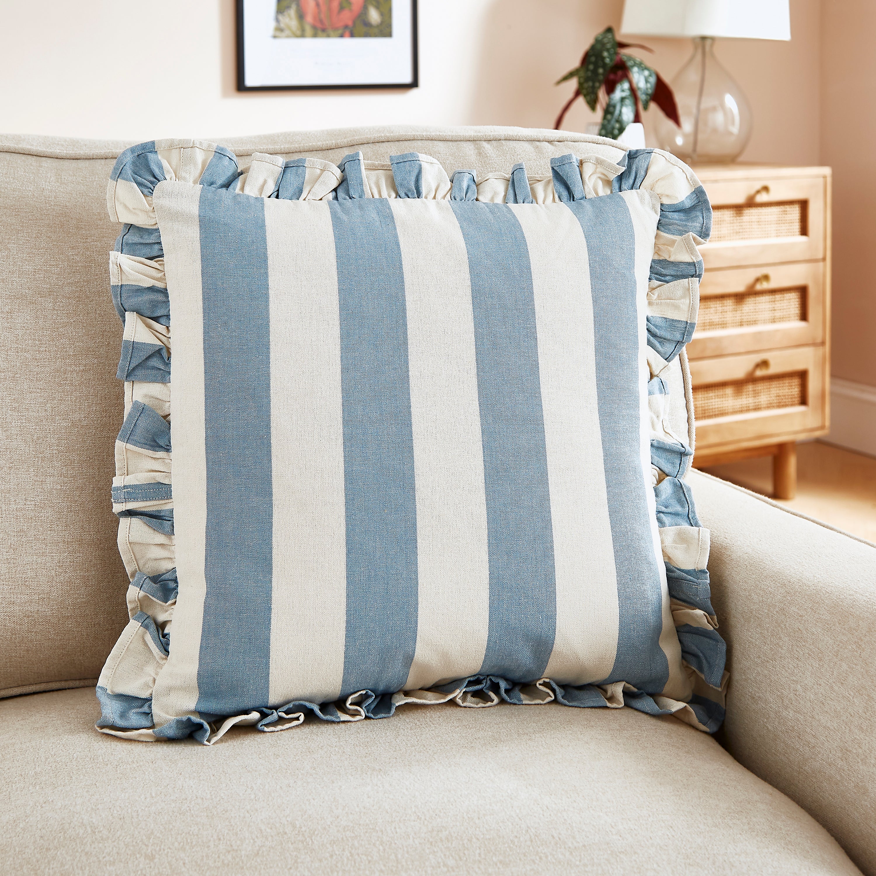 Linford Stripe Cushion Blue