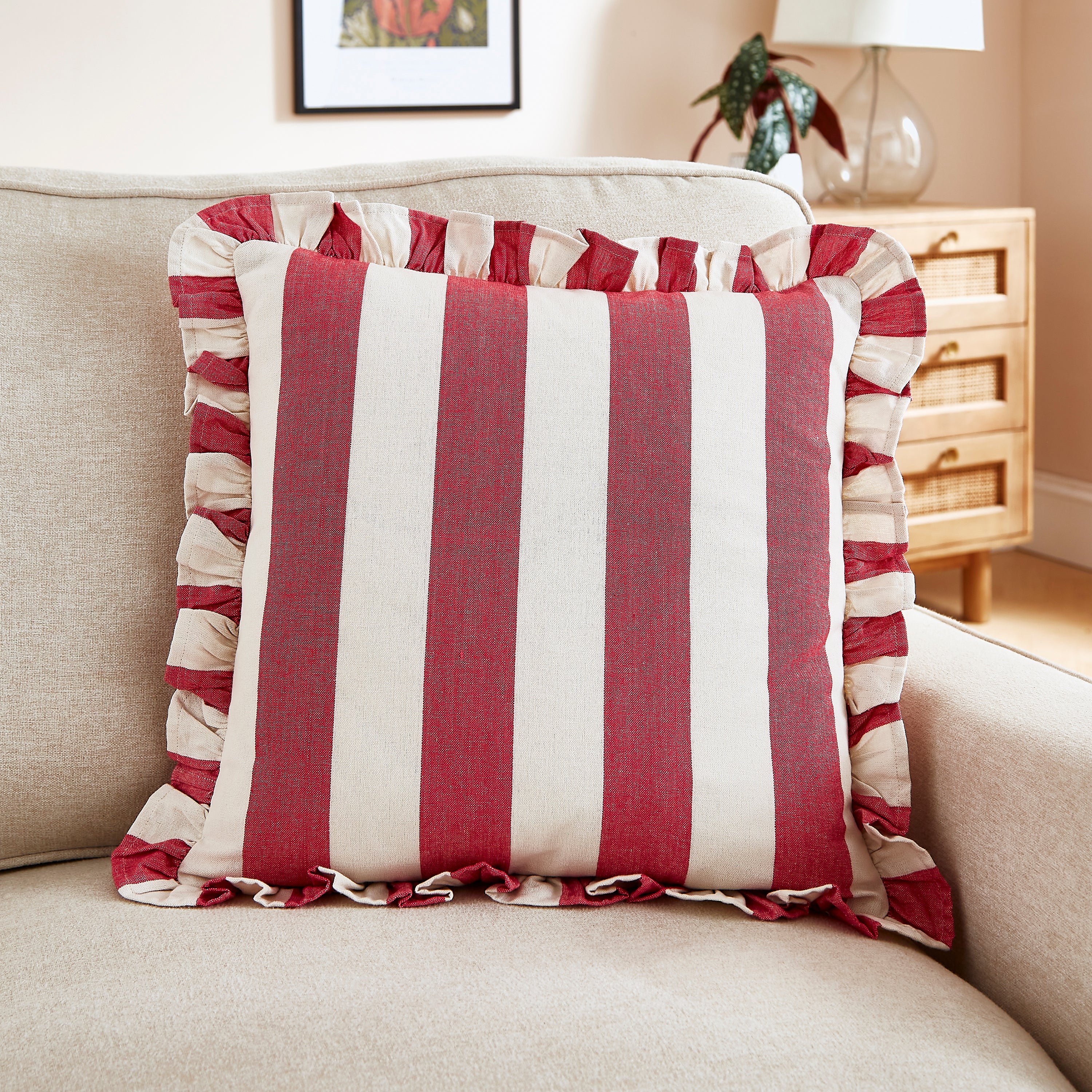 Linford Stripe Cushion Pink