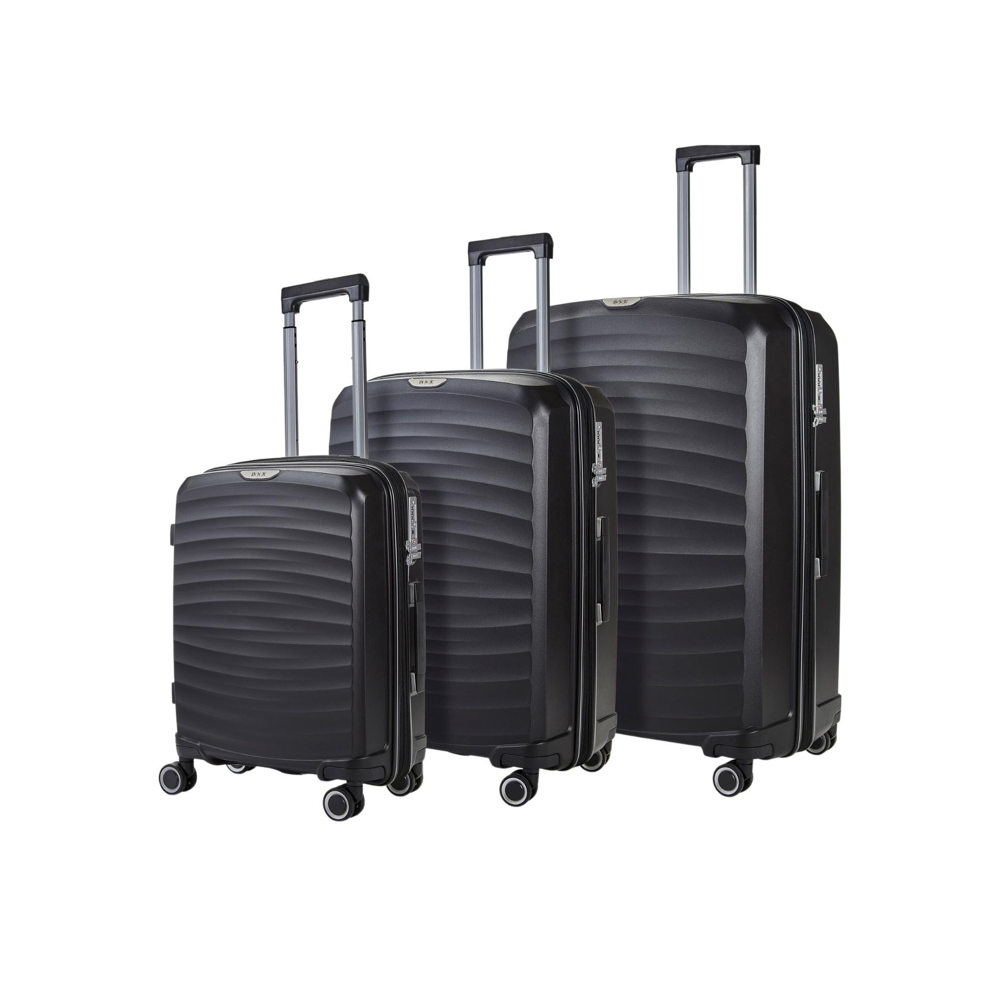 Photos - Other Bags & Accessories ROCK Luggage Sunwave Set of 3 Suitcases Black 