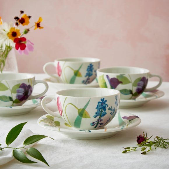 Click to view product details and reviews for Portmeirion Set Of 4 Water Garden Breakfast Cup Saucers.
